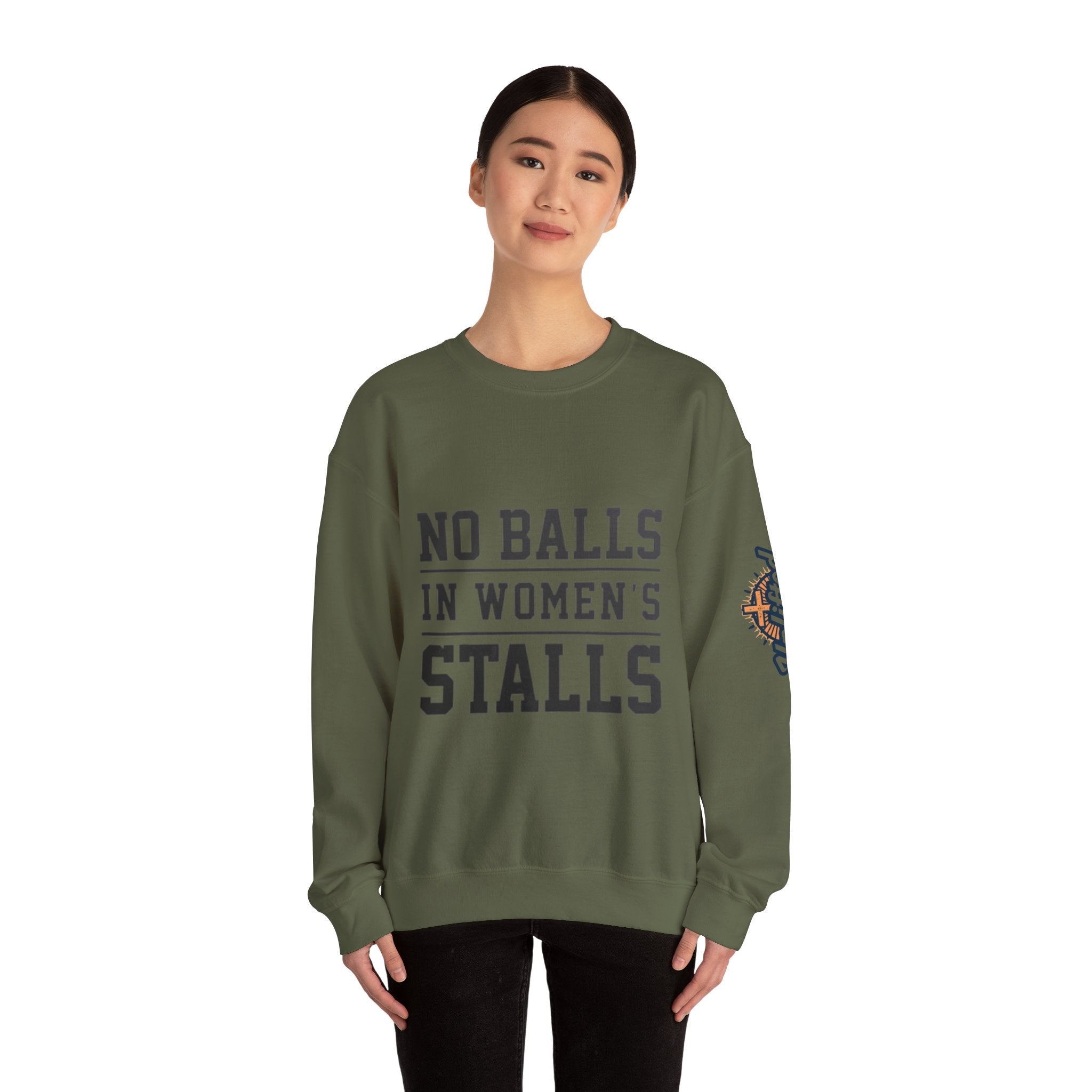 No Balls in Women's Stalls Crewneck Sweatshirt — Bold Statement Pullover Printify
