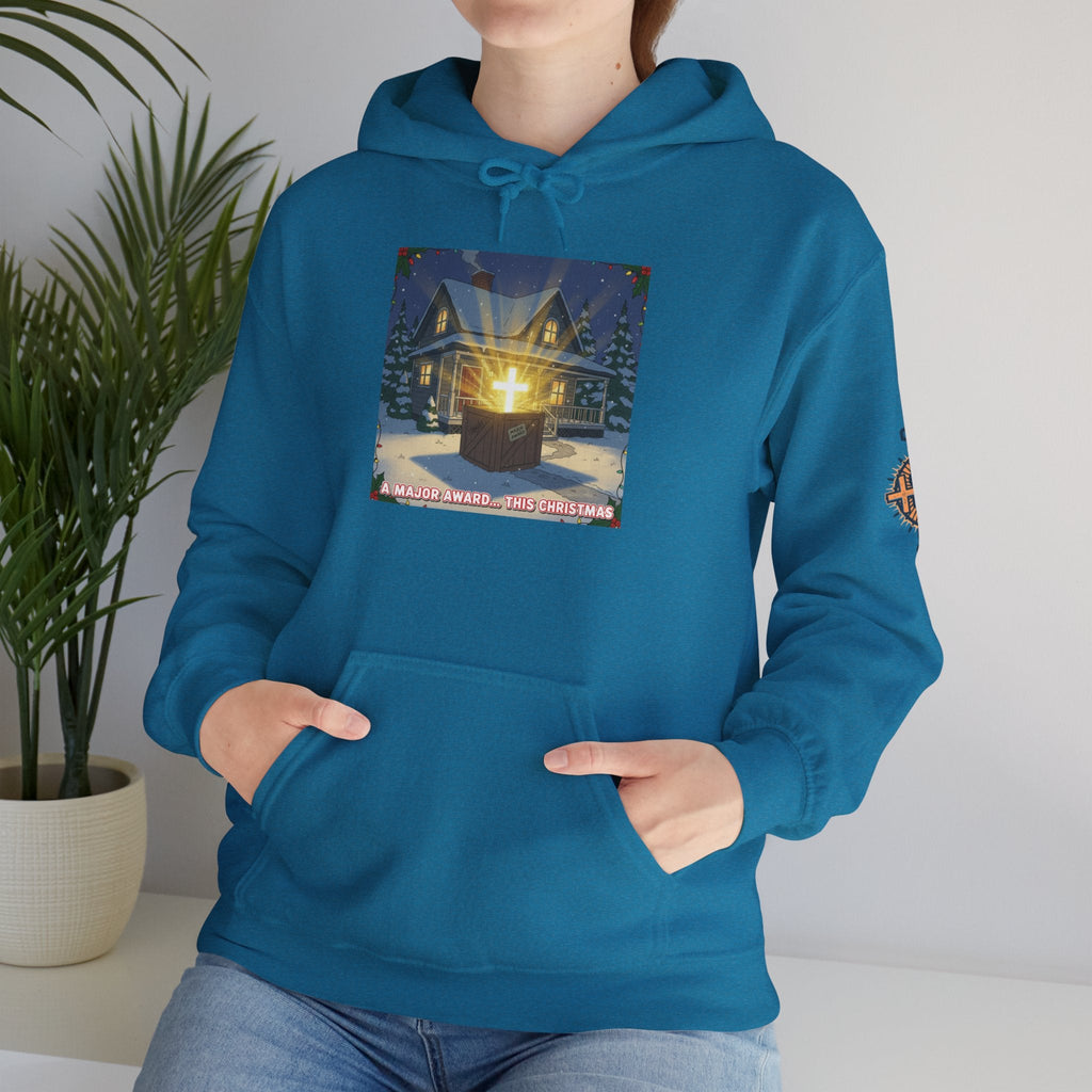 A Major Award This Christmas Hoodie – Fragile Leg Lamp Parody Cross Unboxing Christian Sweatshirt for Hilarious Faith & Holiday Glow Printify