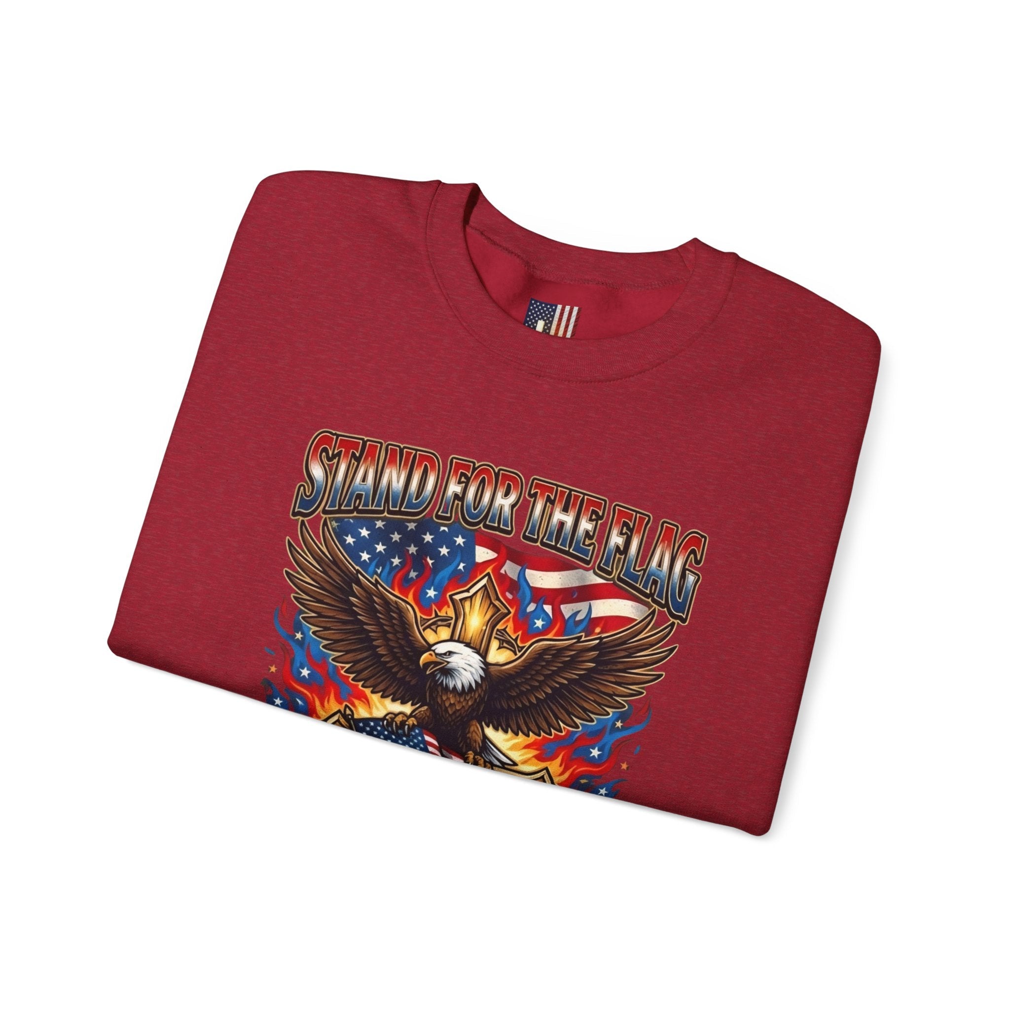 Stand for the Flag Kneel for the Cross Sweatshirt | Patriotic Eagle Sweatshirt Printify