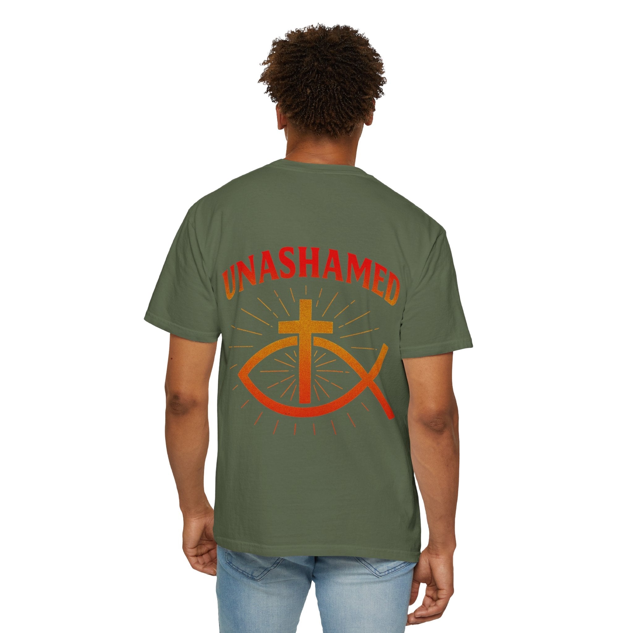 Unashamed T-shirt – Ichthys Jesus Fish & Cross Christian Sweatshirt for Romans 1:16 Bold Faith Printify