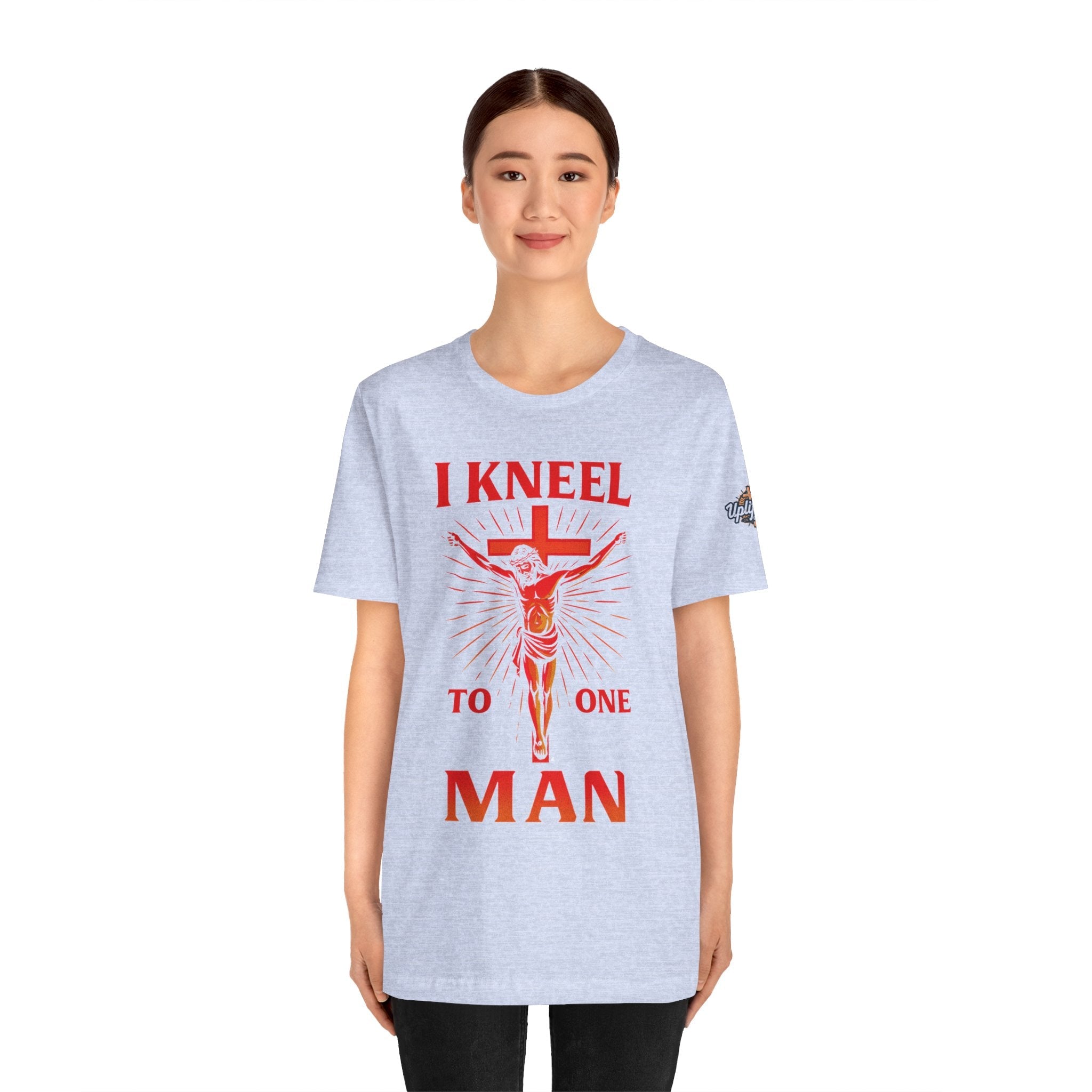 I Kneel to One Man T-shirt – Crucifixion Christian T-shirt for Unashamed Devotion & Bold Faith Printify