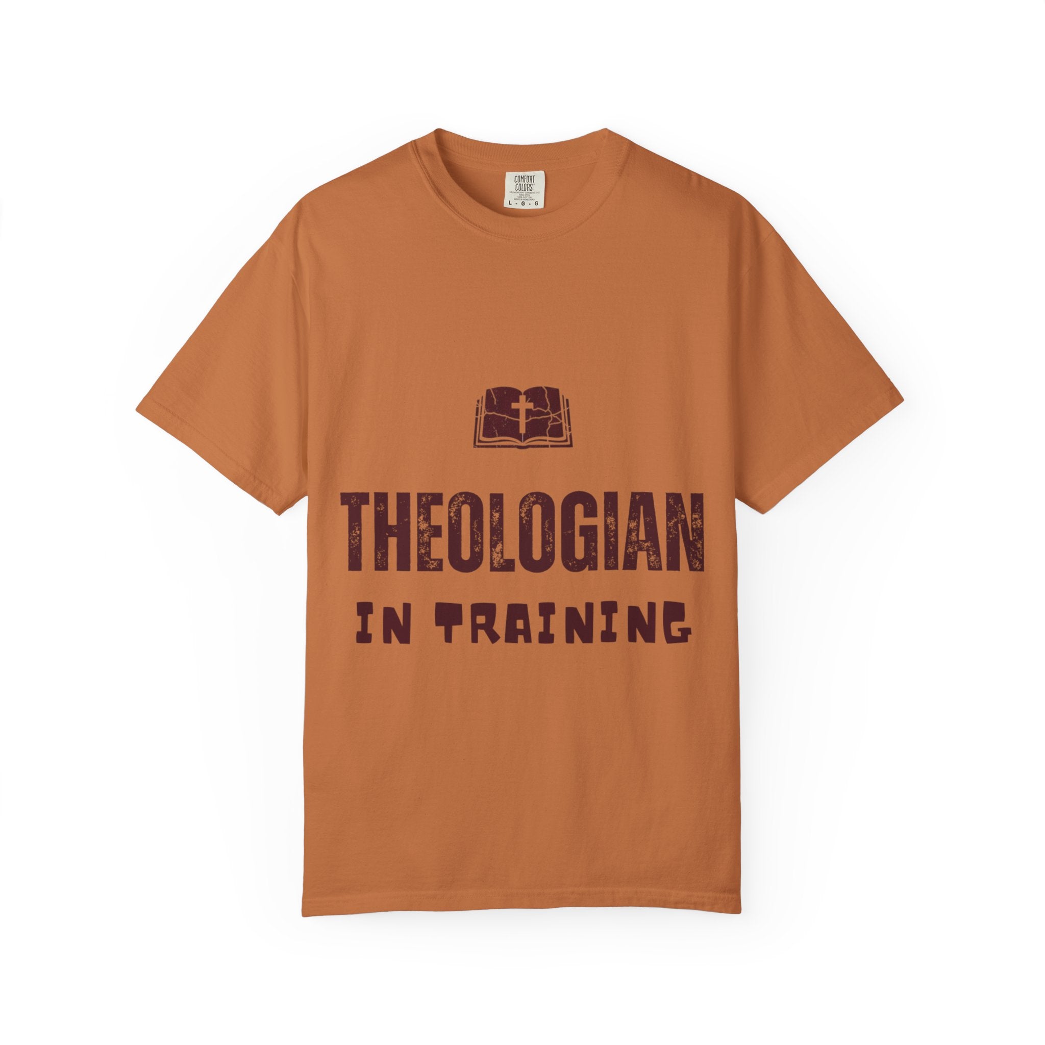 Theologian in Training T-Shirt – Open Bible & Cross Christian Tee for Faithful Learners Printify