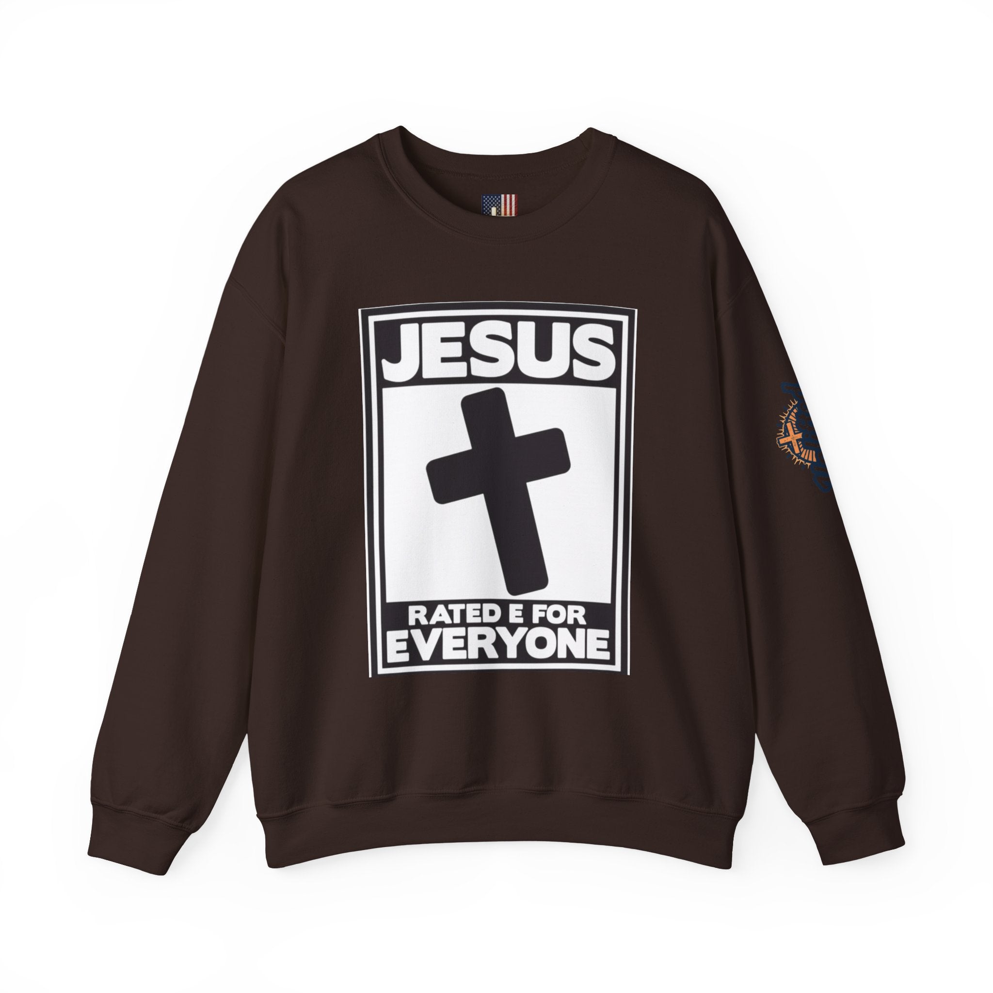 Jesus, Rated E for Everyone Sweatshirt - Gamer Faith Sweatshirt - Christian Video Game Parody Printify