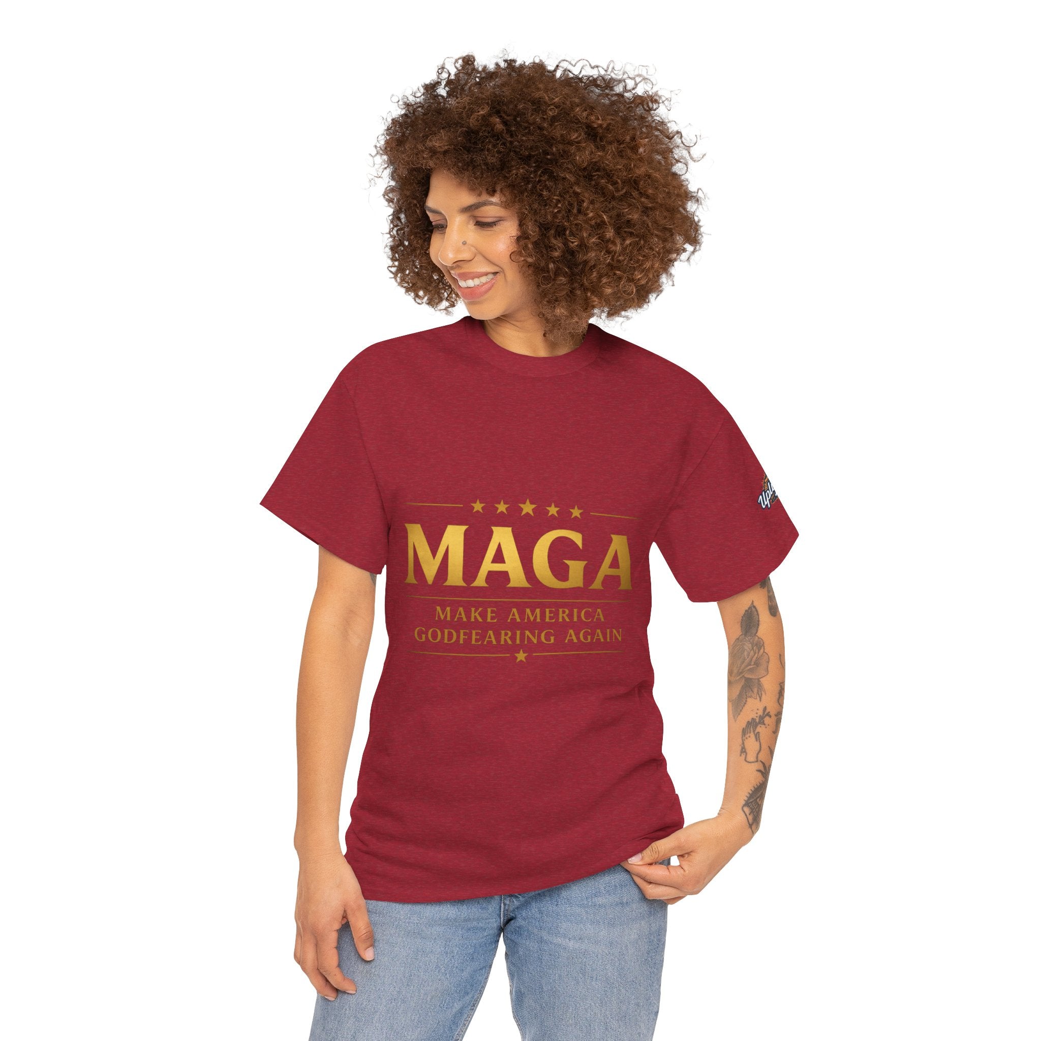 MAGA Gold Letter T-Shirt — "Make America Great Again" Printify