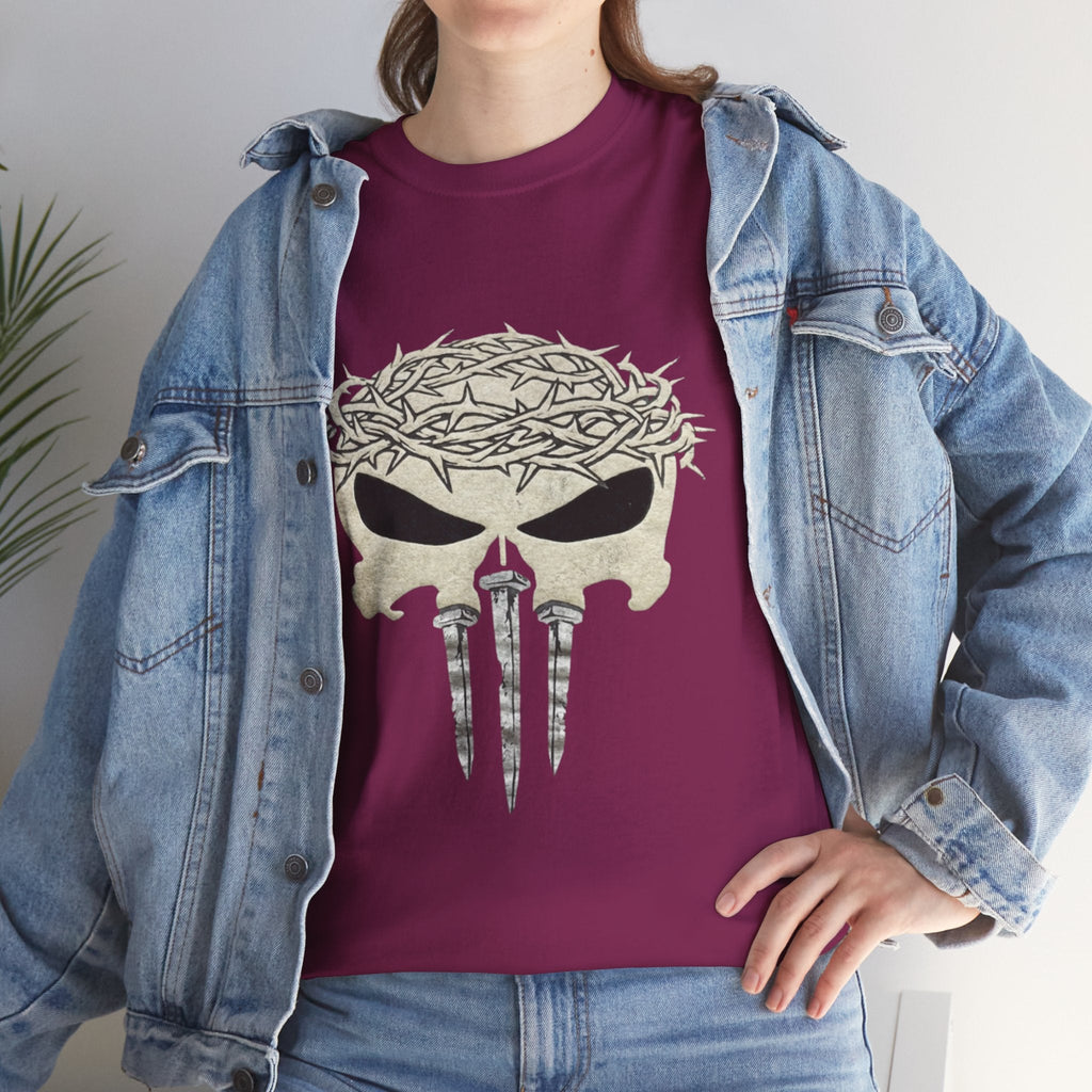 Christian Skull T-shirt - Crown of Thorns & Nails - Warrior Faith T-shirt Printify