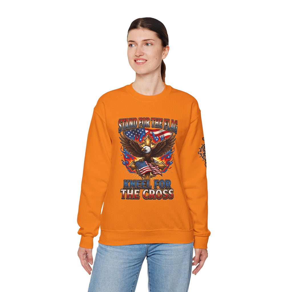 Stand for the Flag Kneel for the Cross Sweatshirt | Patriotic Eagle Sweatshirt Printify