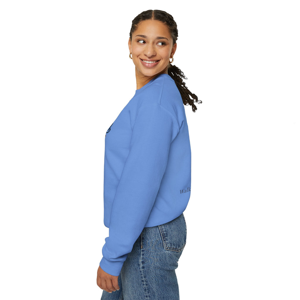 Walk by Faith Sweatshirt – Cross & Footprints Christian Sweatshirt for Cozy Inspiration Printify