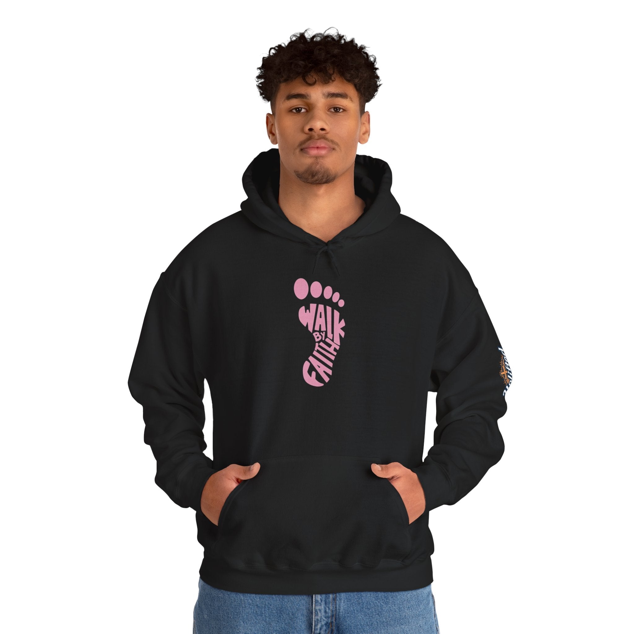 Walk By Faith Footprint Hoodie Printify