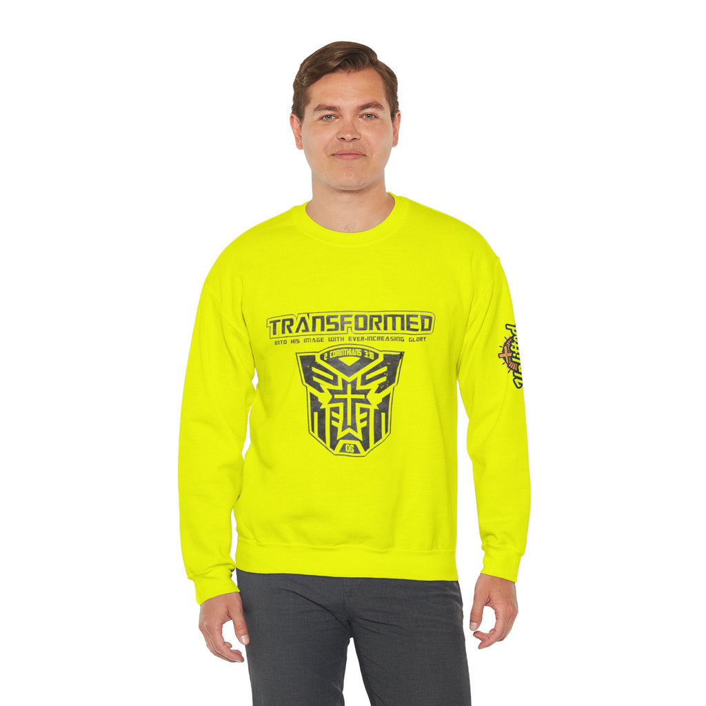 Transformer Logo Christian Sweatshirt | 2 Corinthians 3:18 Bible Verse Sweatshirt Printify