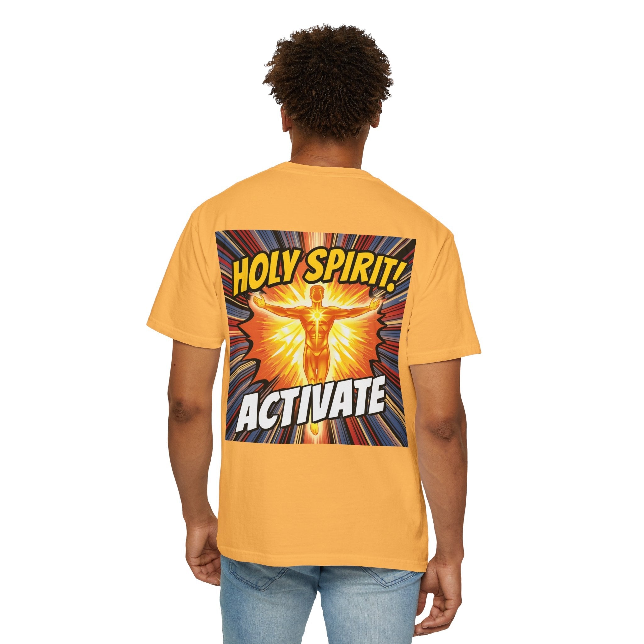 Holy Spirit Activate T-shirt – Superhero Christian T-shirt with Vibrant Power-Up Design for Faith-Fueled Boldness Printify