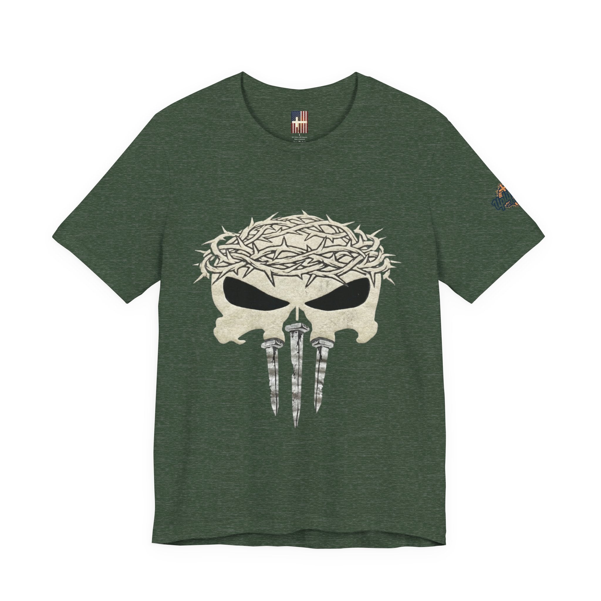 Christian Skull T-shirt - Crown of Thorns & Nails - Warrior Faith T-shirt Printify