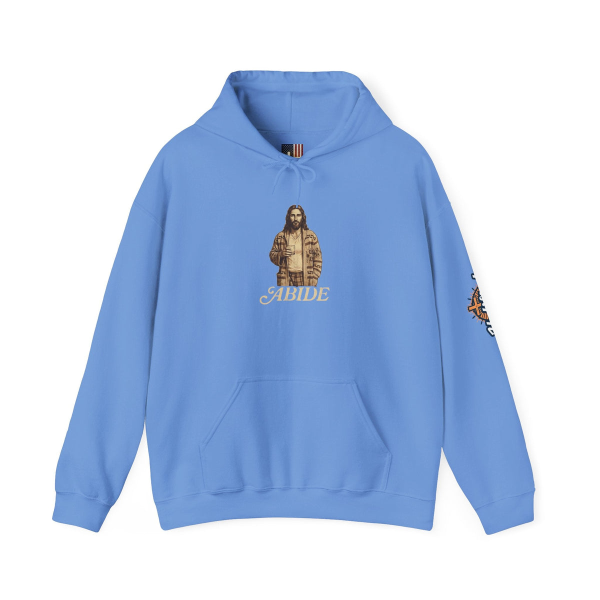 Abide Jesus Hoodie — Vintage 'The Dude' Religious Graphic Hoodie Printify