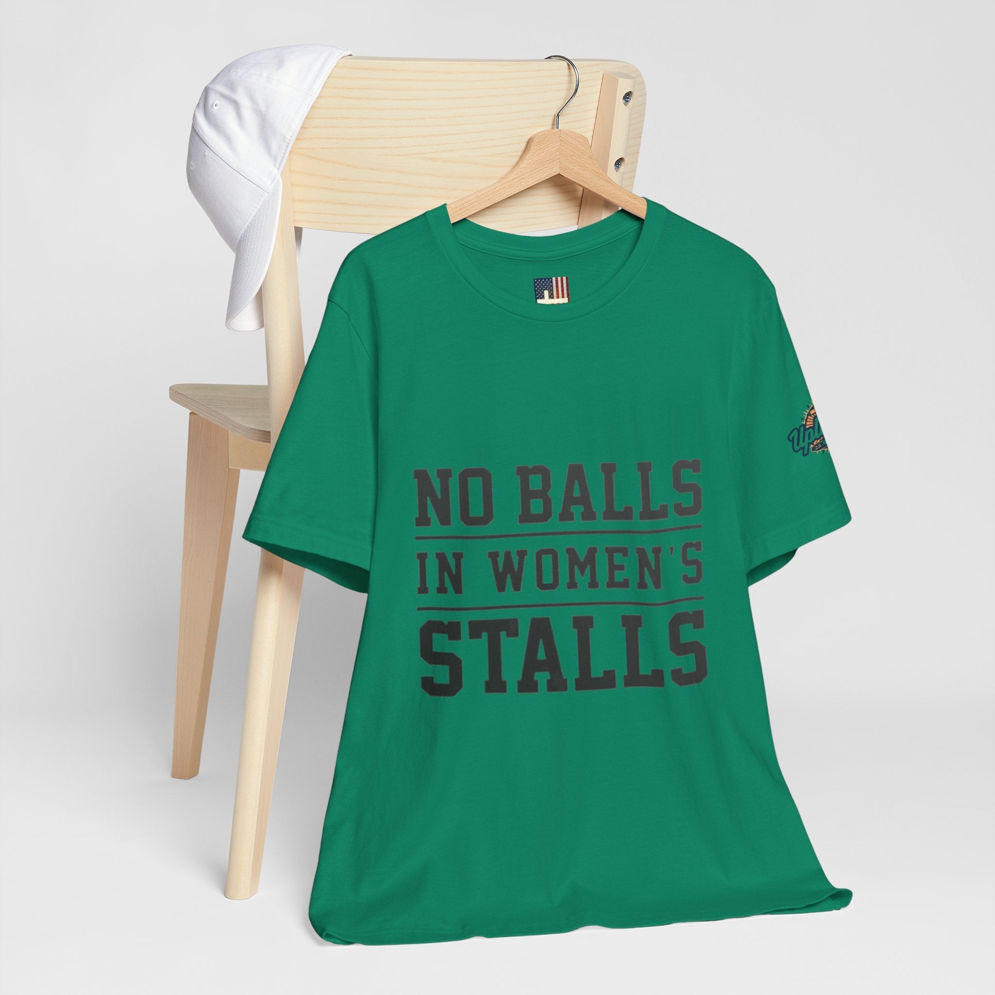 No Balls in Women's Stalls Statement T-Shirt Printify