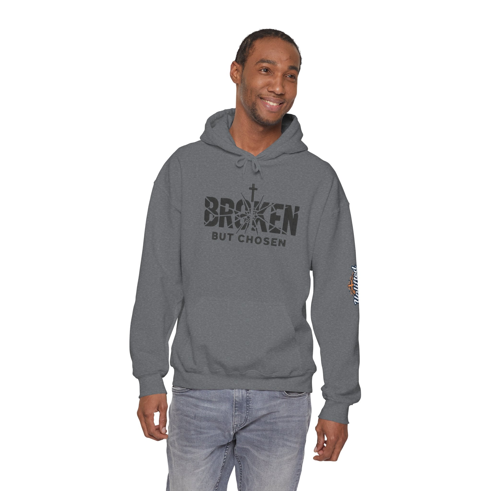 Broken But Chosen Hoodie — Christian Faith Graphic Sweatshirt Printify