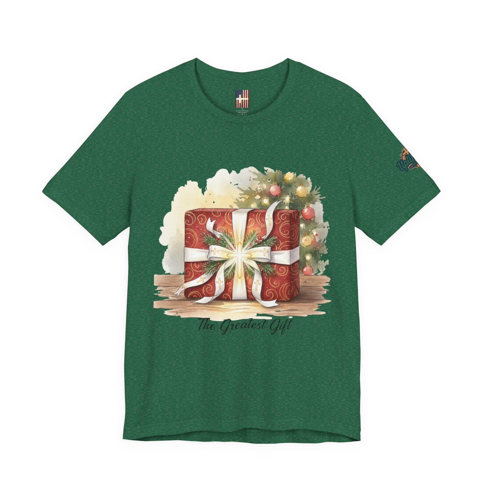 The Greatest Gift T-shirt – Cross Bow Present Christian T-shirt for Christmas Salvation & Eternal Faith Printify