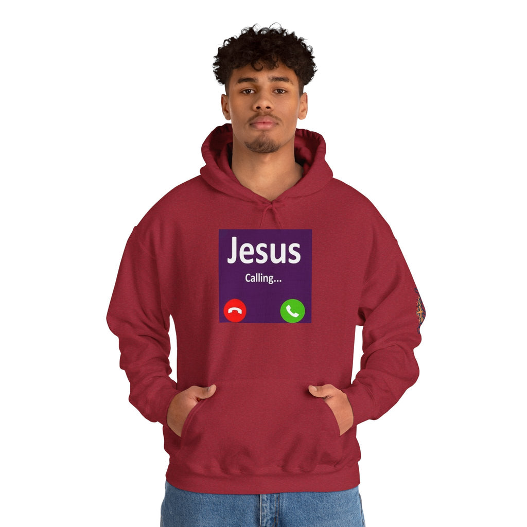 Jesus Calling Hoodie – Funny Cell Phone Screen Christian Sweatshirt for Divine Connection & Faith Humor Printify