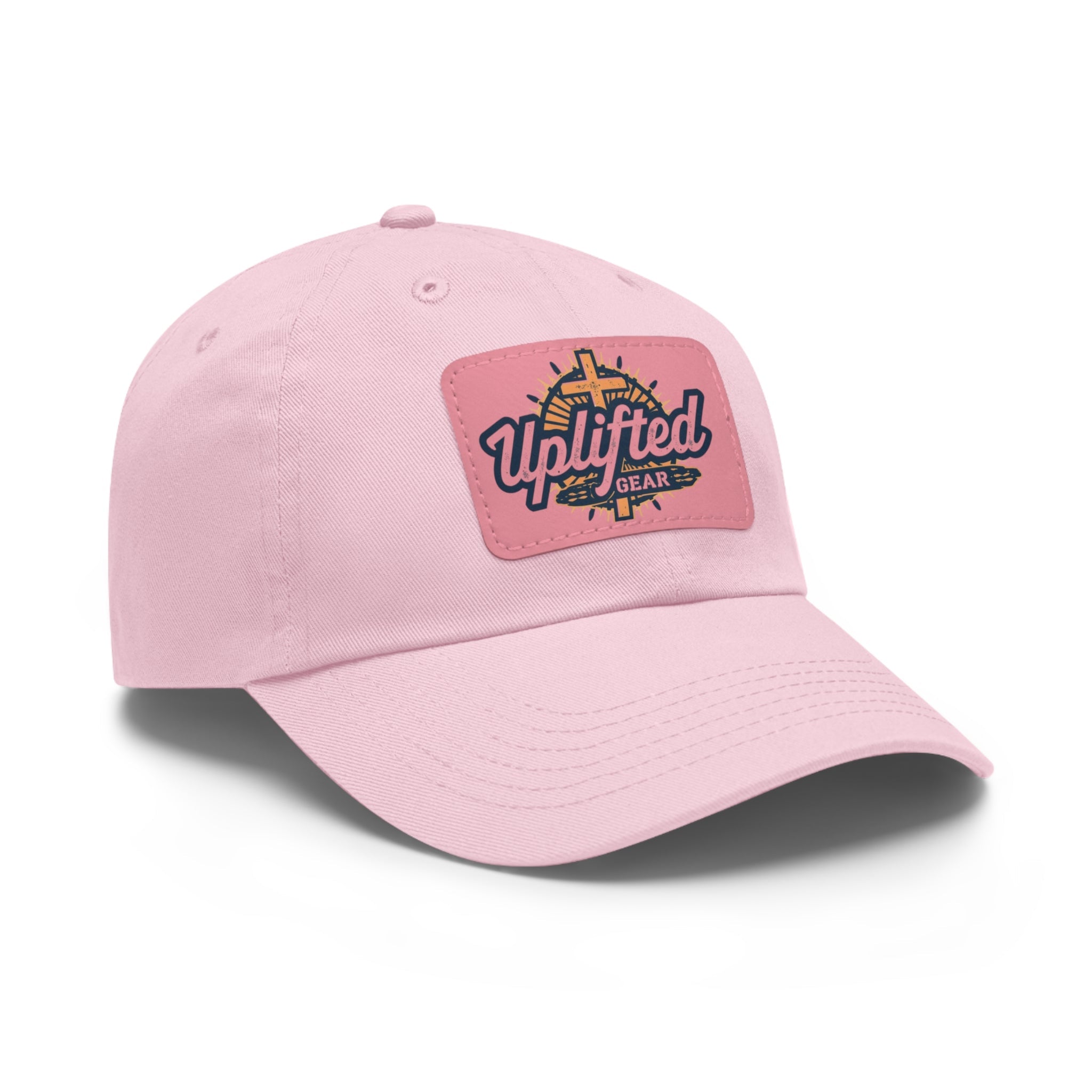 Uplifted Gear Leather Patch Dad Hat — Vintage Aviation Logo Cap Printify