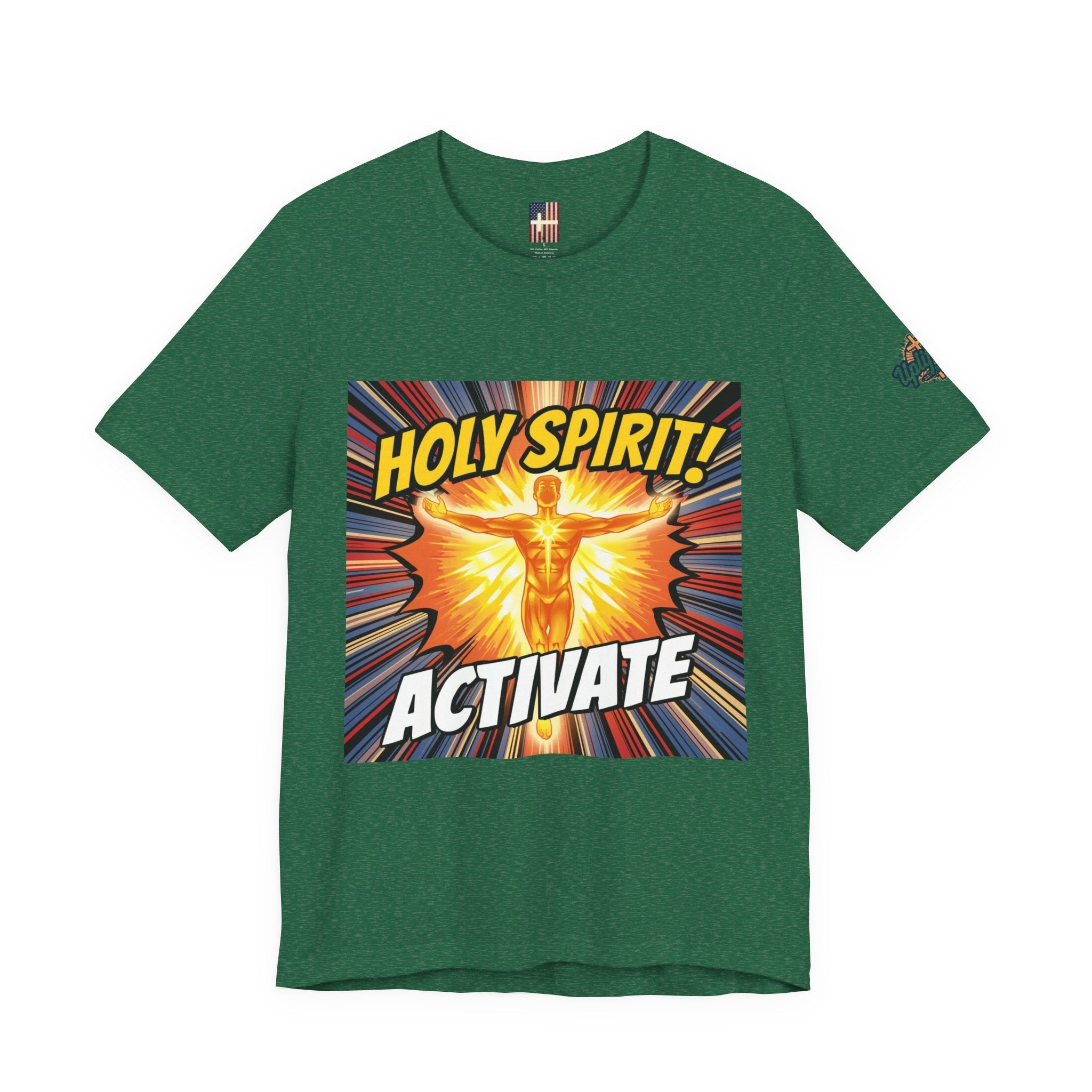 Holy Spirit Activate T-shirt – Superhero Christian T-shirt with Vibrant Power-Up Design for Faith-Fueled Boldness Printify