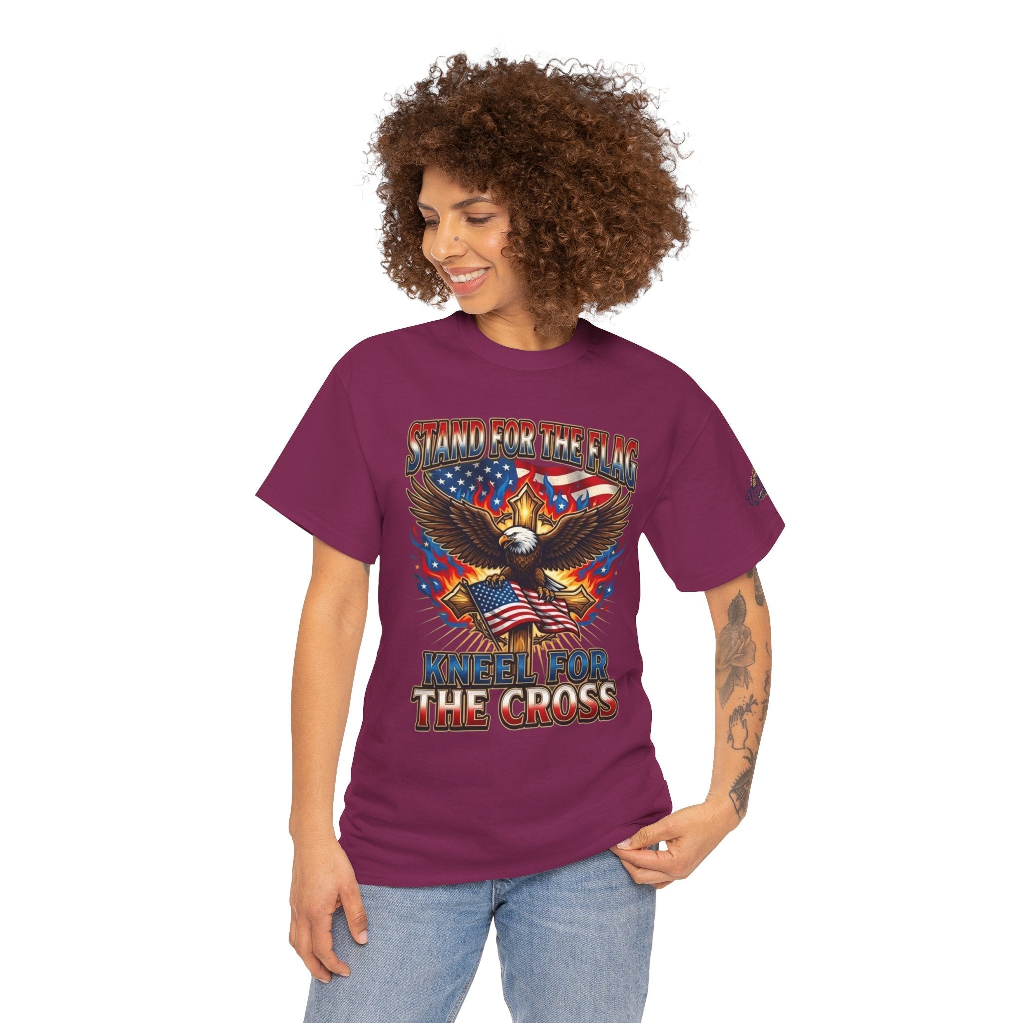 Stand for the Flag Kneel for the Cross T-shirt | Patriotic Eagle T-shirt Printify