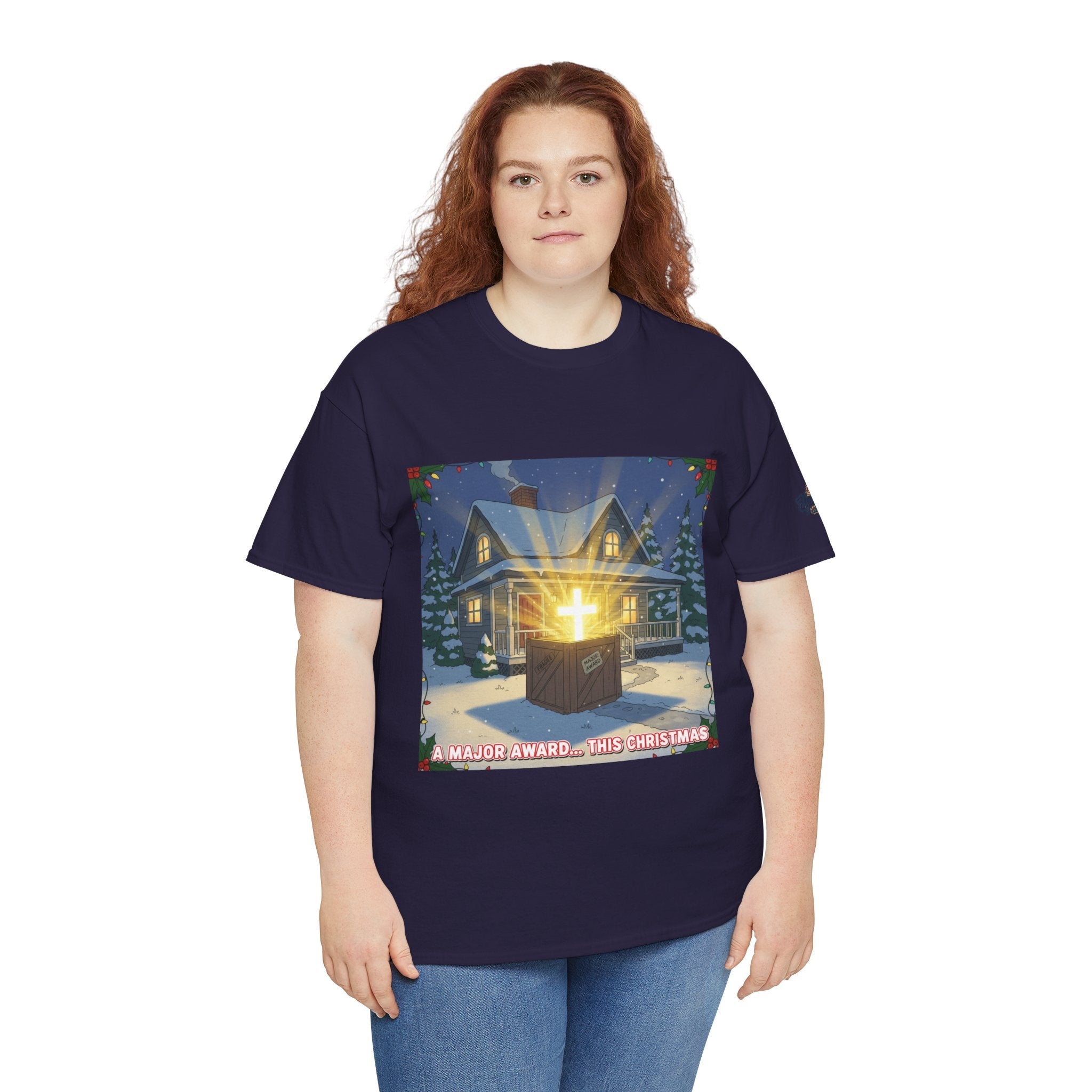 A Major Award This Christmas T-shirt – Fragile Leg Lamp Parody Cross Unboxing Christian T-shirt for Hilarious Faith & Holiday Glow Printify