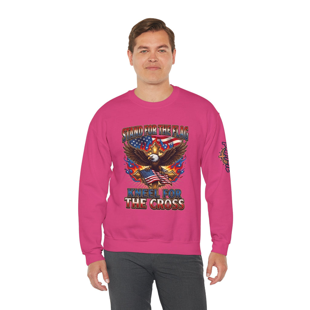 Stand for the Flag Kneel for the Cross Sweatshirt | Patriotic Eagle Sweatshirt Printify