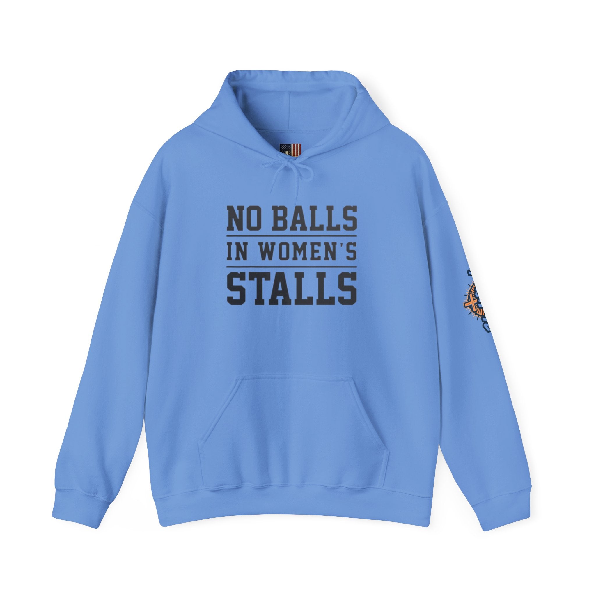"No Balls in Women's Stalls" Statement Hoodie — Protest Sweatshirt Printify