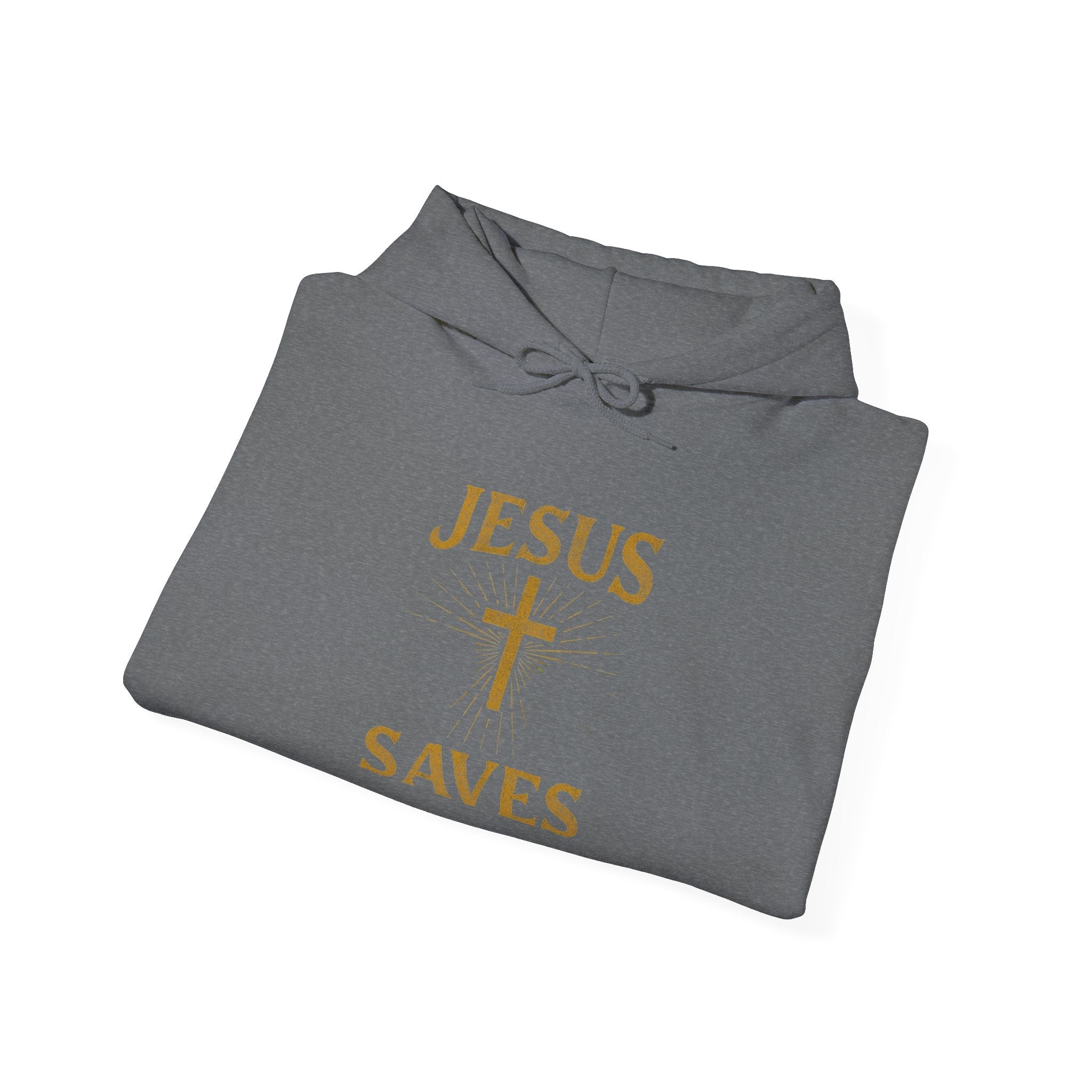 Jesus Saves Hoodie – Radiant Cross & Rays of Light Christian Sweatshirt for Eternal Hope & Faith Printify