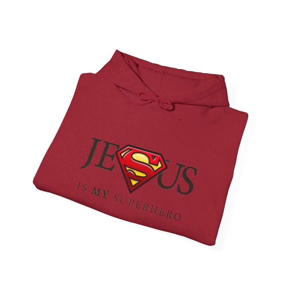 Jesus Is My Superhero Hoodie — Christian Faith Graphic Pullover Printify