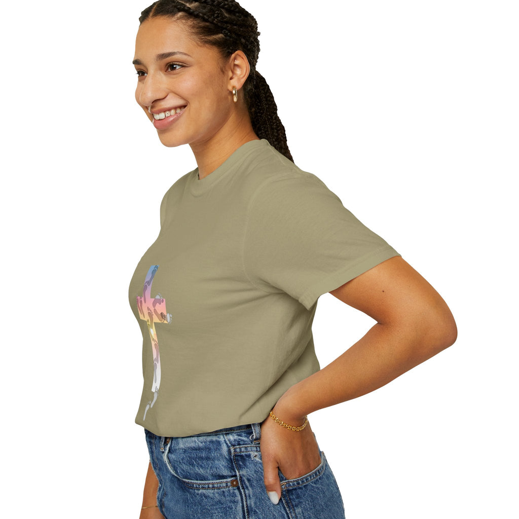 Walk by Faith T-Shirt – Cross & Footprints Christian Tee for Bold Believers Printify