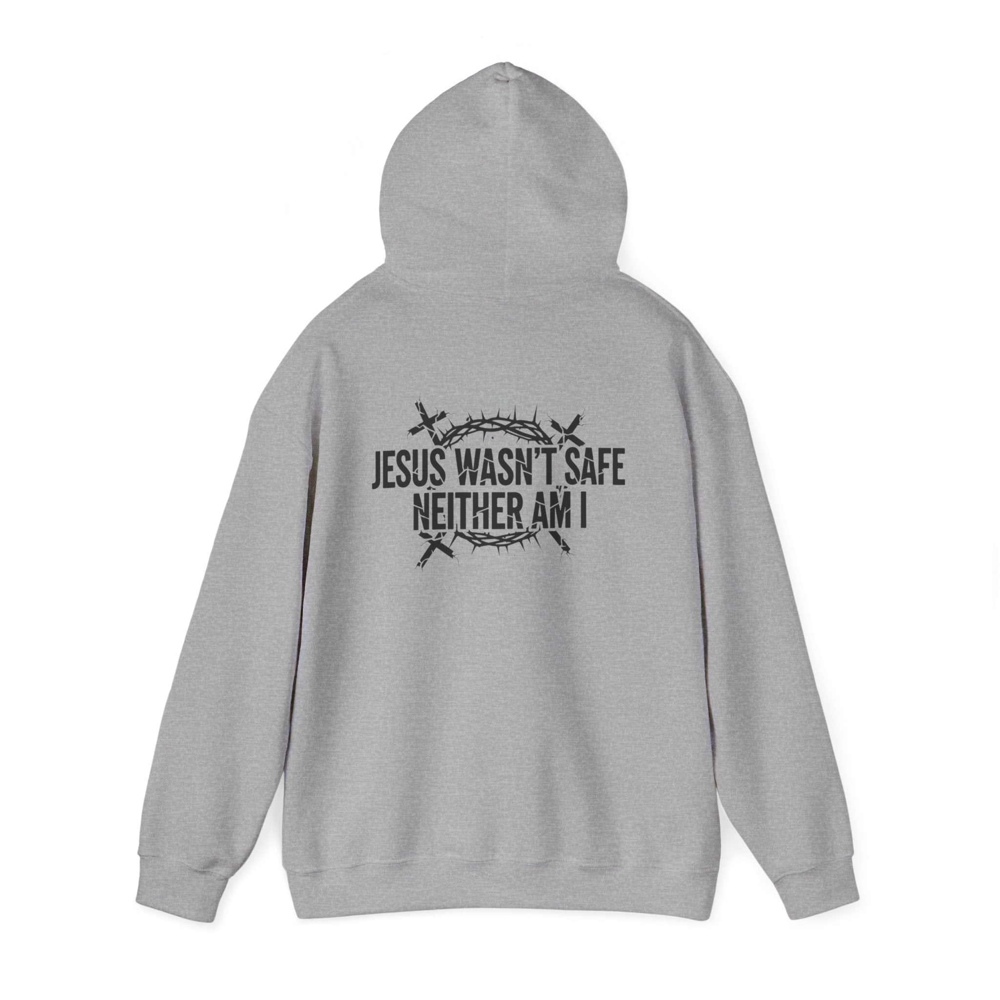 ⚡ Jesus Wasn’t Safe – Neither Am I | Bold Christian Hoodie | Storm-Walking Faith Tee | Minimalist Black & White Design | Uplifted Gear Printify