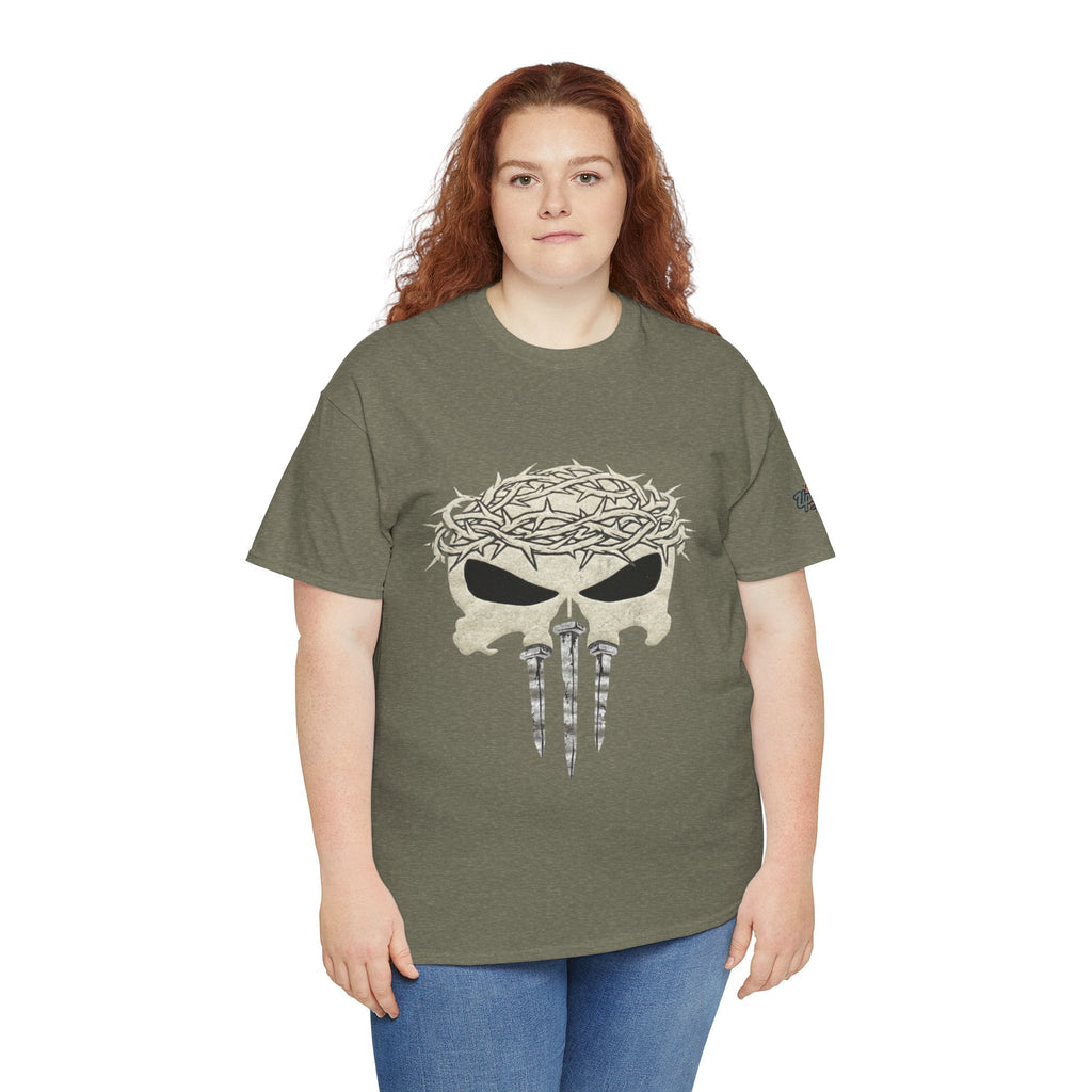 Christian Skull T-shirt - Crown of Thorns & Nails - Warrior Faith T-shirt Printify