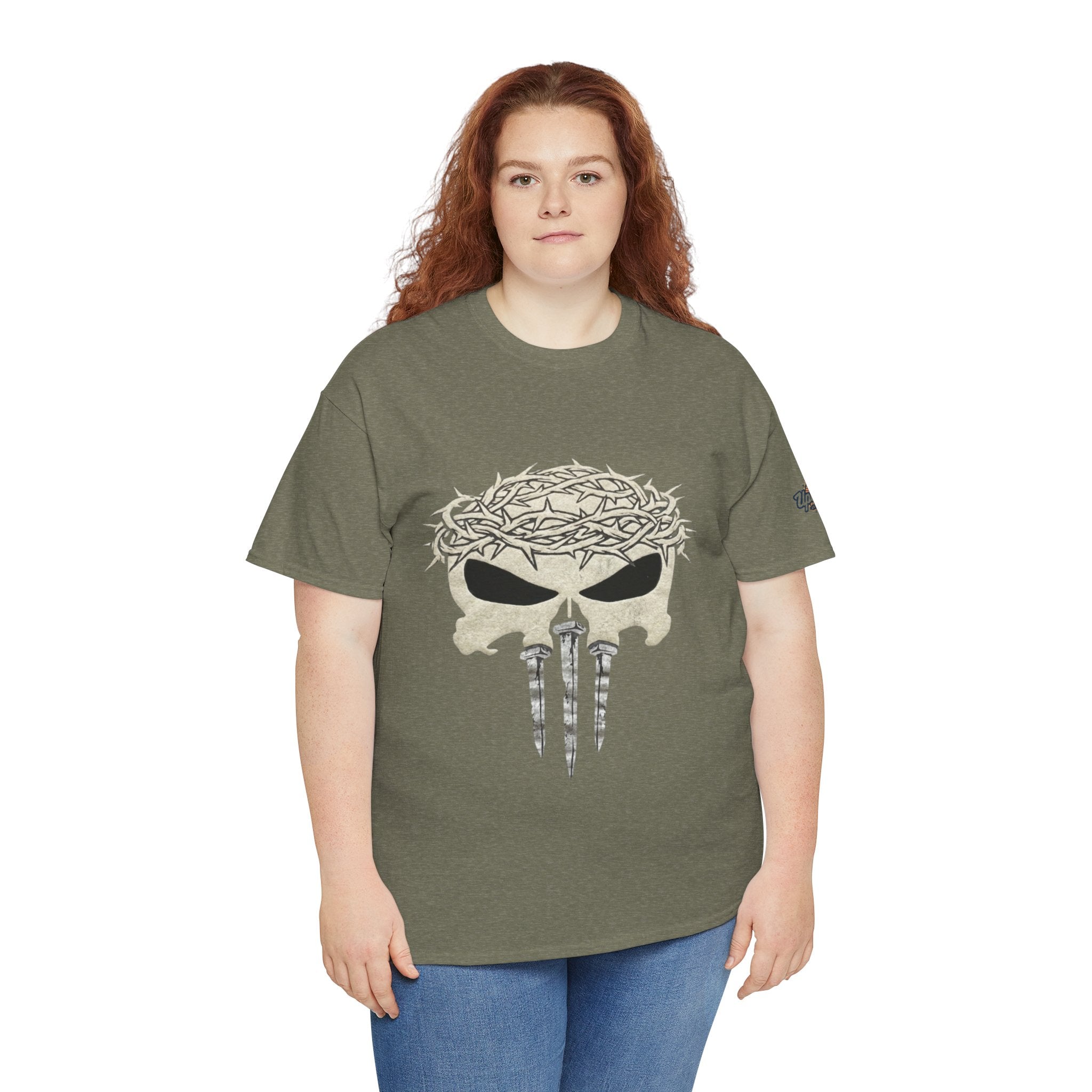 Christian Skull T-shirt - Crown of Thorns & Nails - Warrior Faith T-shirt Printify