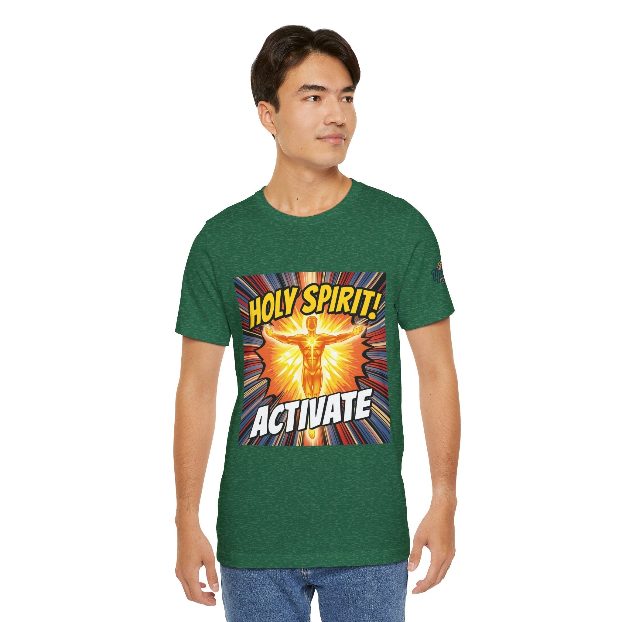Holy Spirit Activate T-shirt – Superhero Christian T-shirt with Vibrant Power-Up Design for Faith-Fueled Boldness Printify