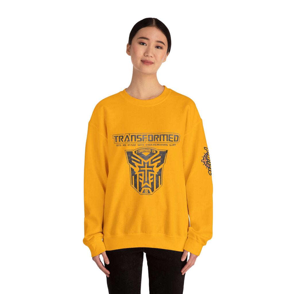 Transformer Logo Christian Sweatshirt | 2 Corinthians 3:18 Bible Verse Sweatshirt Printify