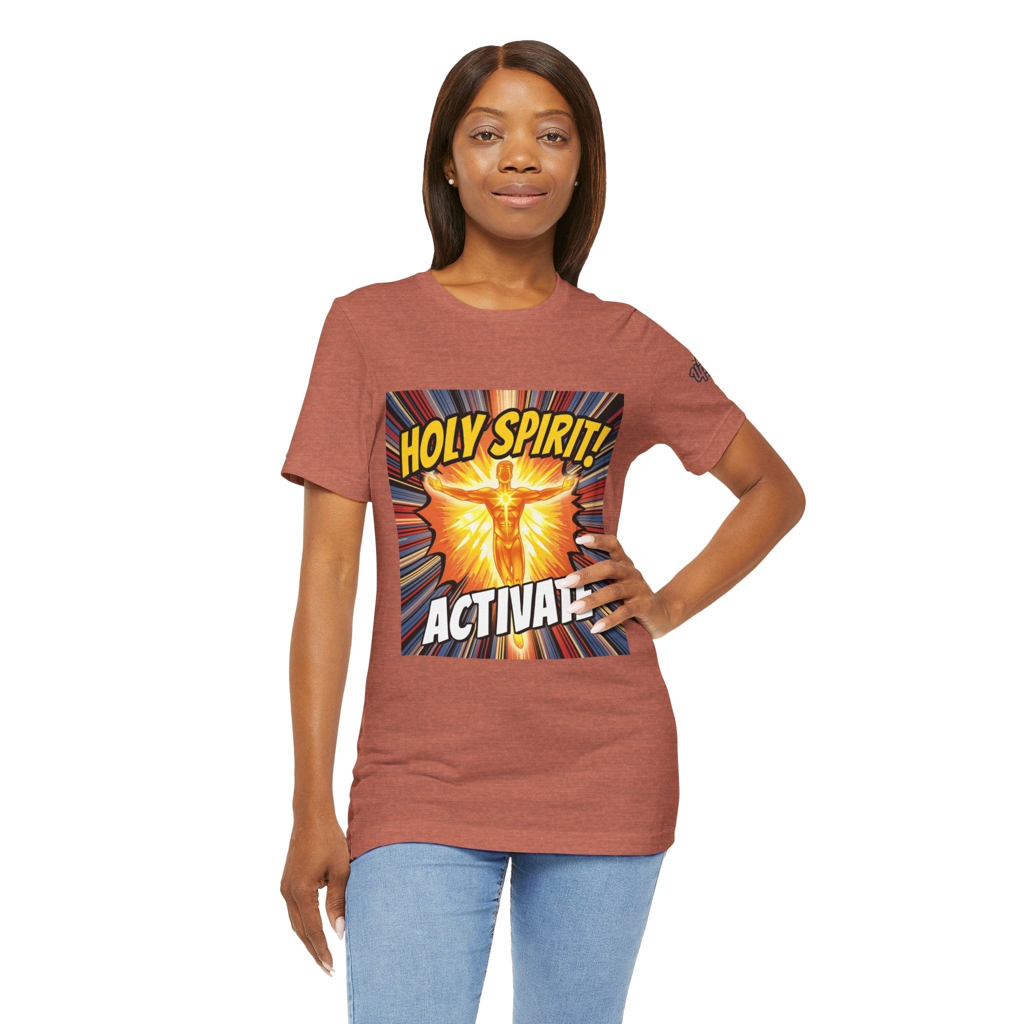 Holy Spirit Activate T-shirt – Superhero Christian T-shirt with Vibrant Power-Up Design for Faith-Fueled Boldness Printify
