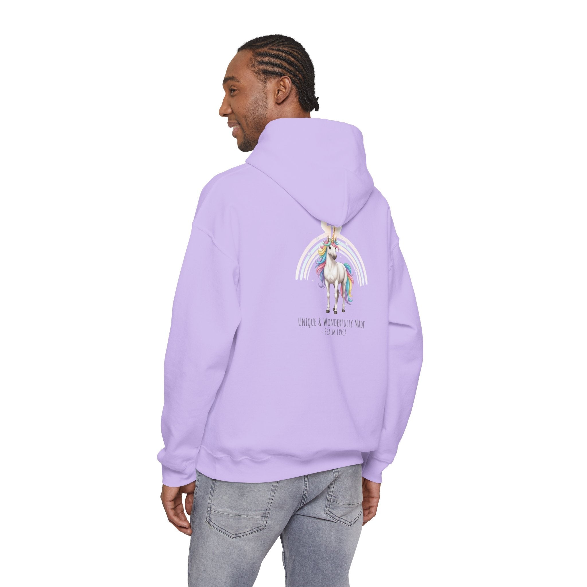 Unique Unicorn Hoodie – Rainbow Cross Psalm 139:14 Christian Hoodie for Wonderfully Made Printify