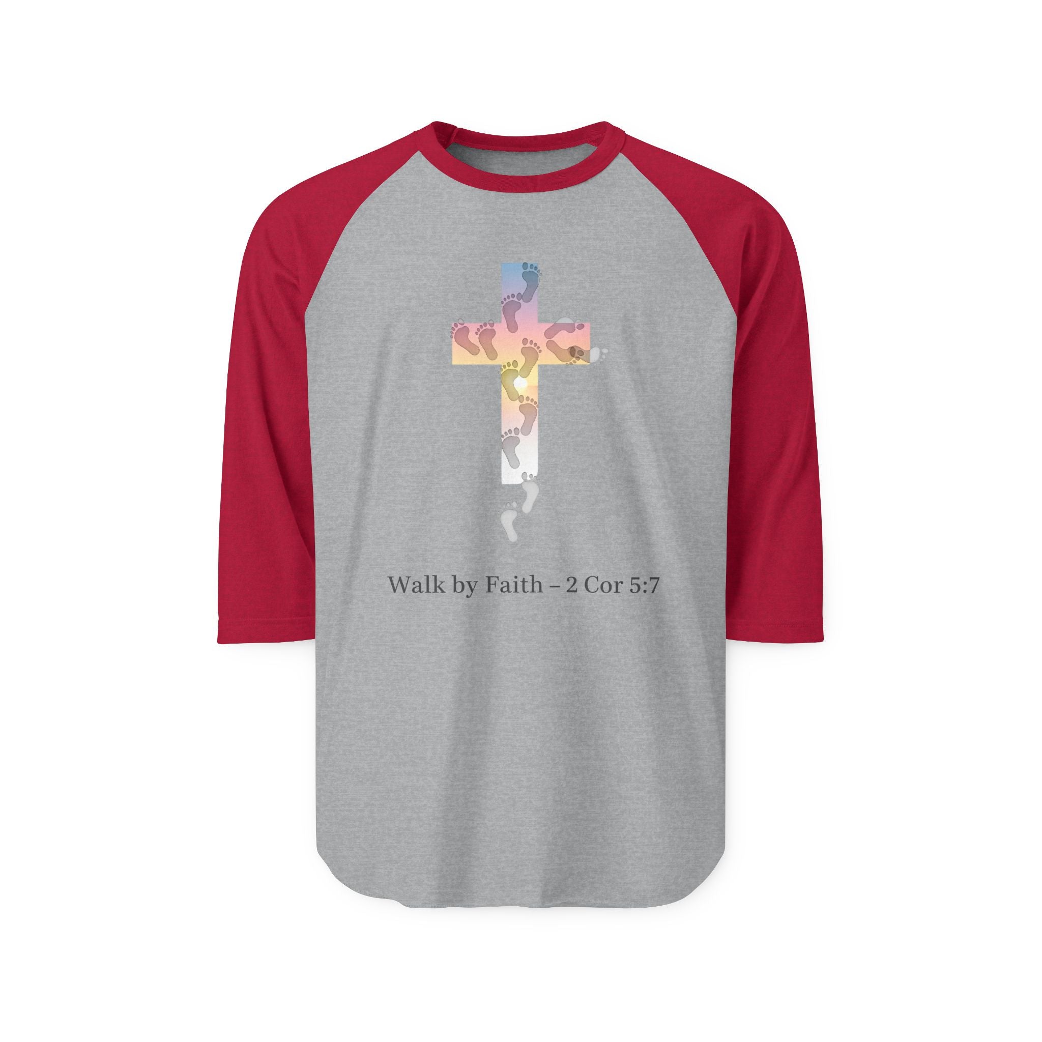 Walk by Faith T-Shirt – Cross & Footprints Christian Tee for Bold Believers Printify