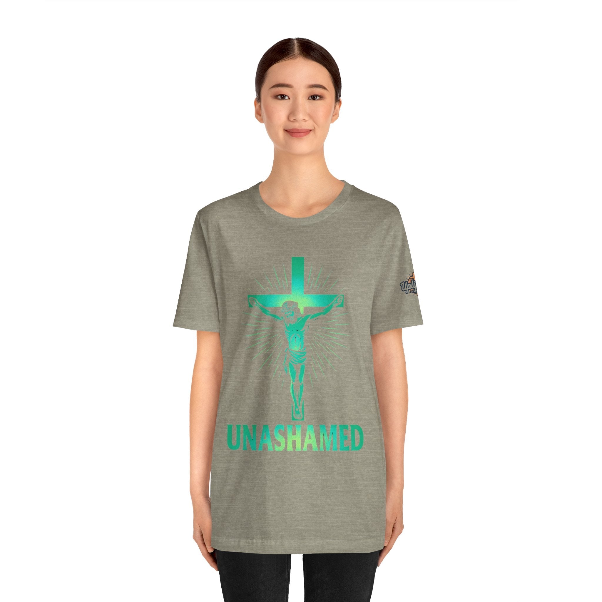 Unashamed T-shirt – Romans 1:16 Crucifixion Christian t-shirt for Bold Unwavering Faith Printify