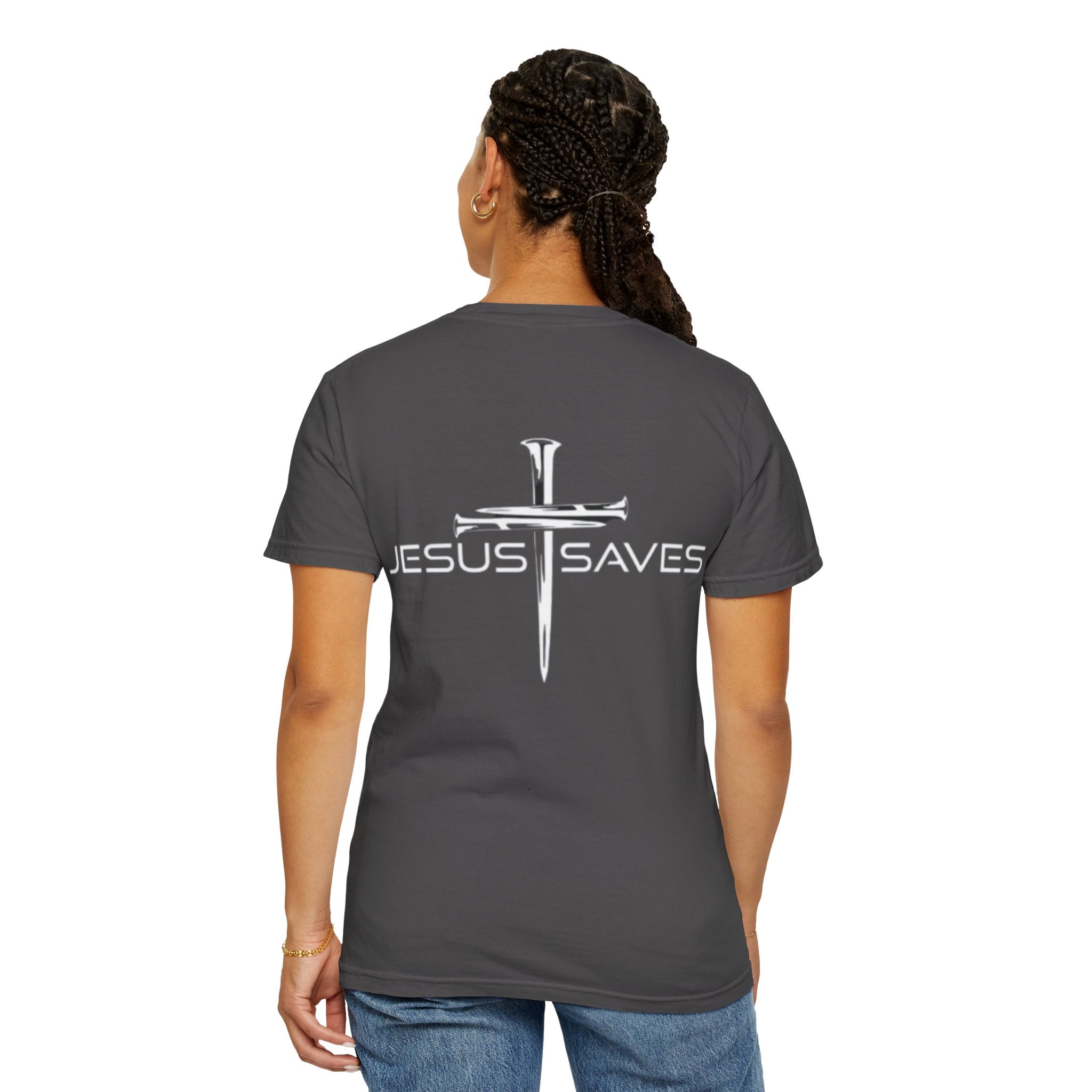 Jesus Saves T-shirt – 3 Nails Crucifix Cross Christian T-shirt for Redemption Faith & Bold Salvation