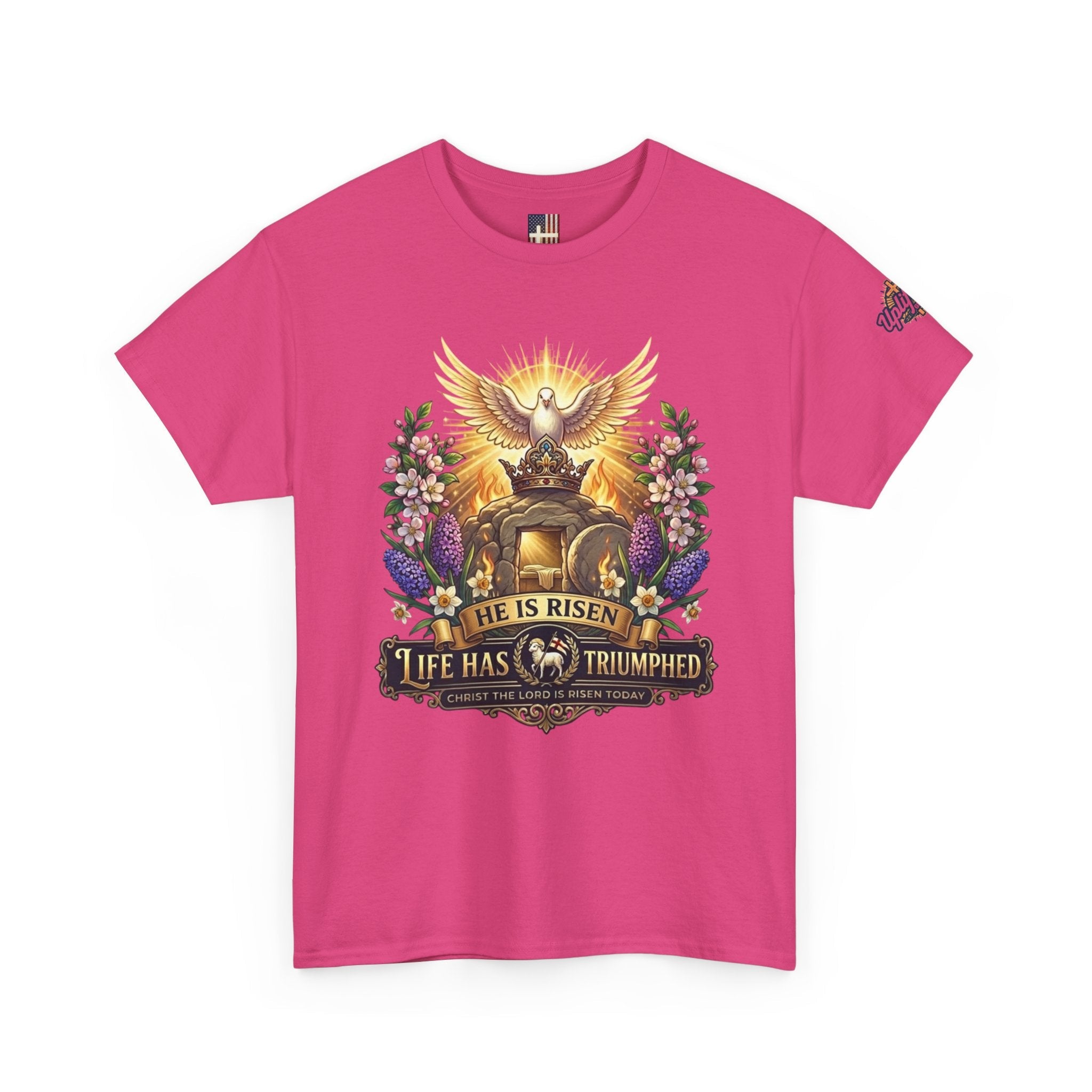 He Is Risen "Life Has Triumphed" T-Shirt — Easter Resurrection Christian Tee Printify