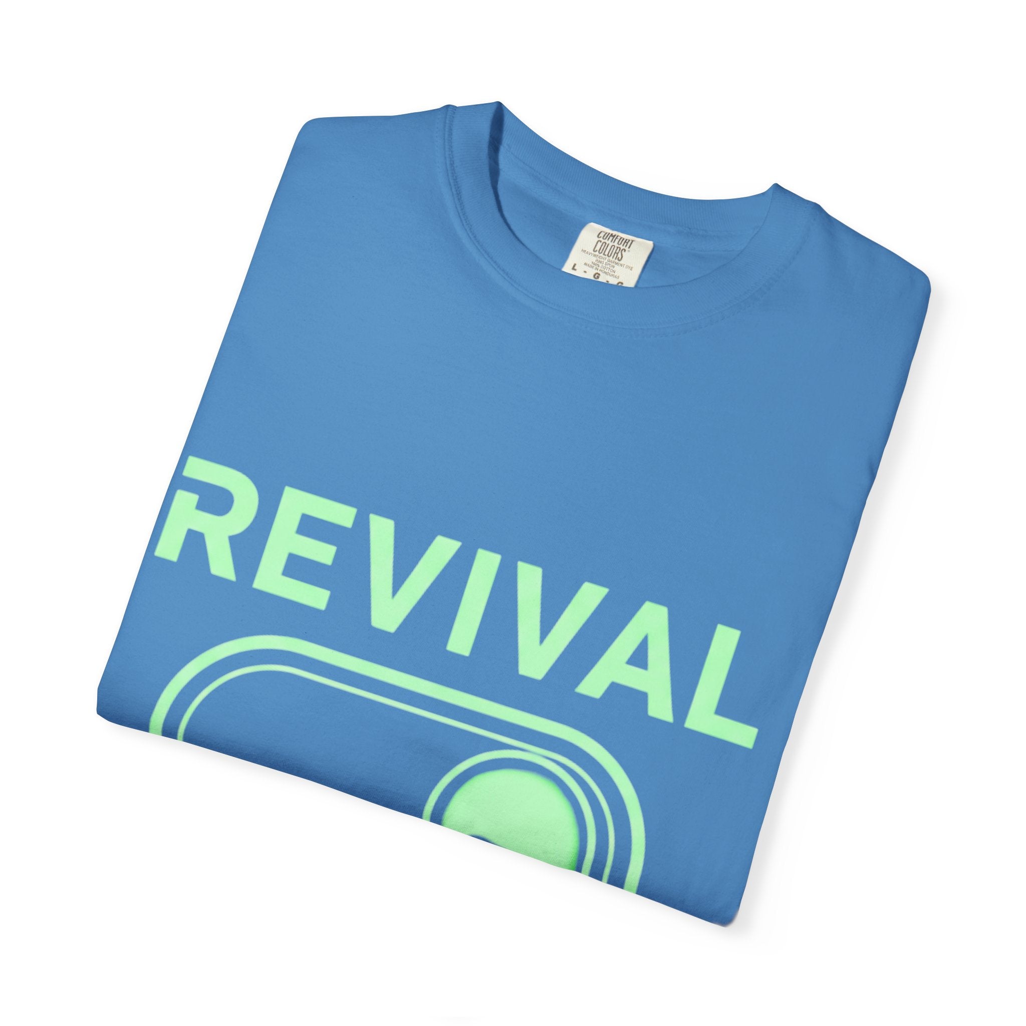 🔥 Revival Mode: ON – Christian Techwear T-Shirt | Glowing Green Faith Switch | Futuristic Jesus Shirt | Activate Your Spiritual Awakening | Uplifted Gear Printify