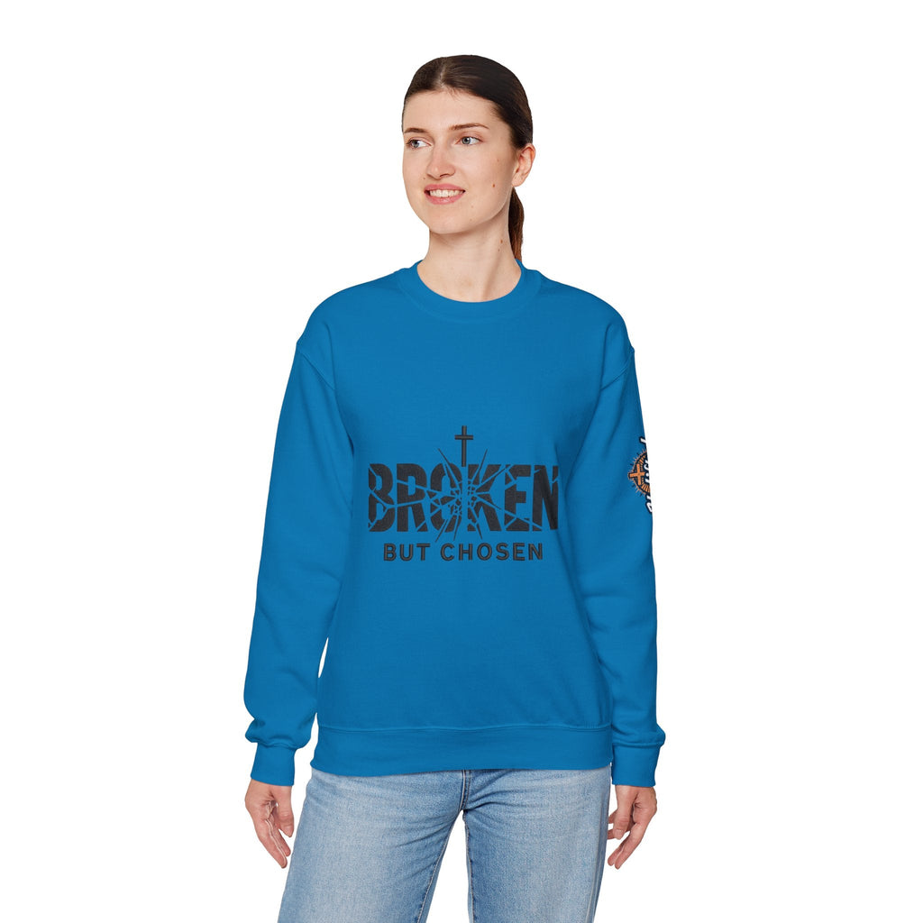 Broken But Chosen Crewneck Sweatshirt Printify