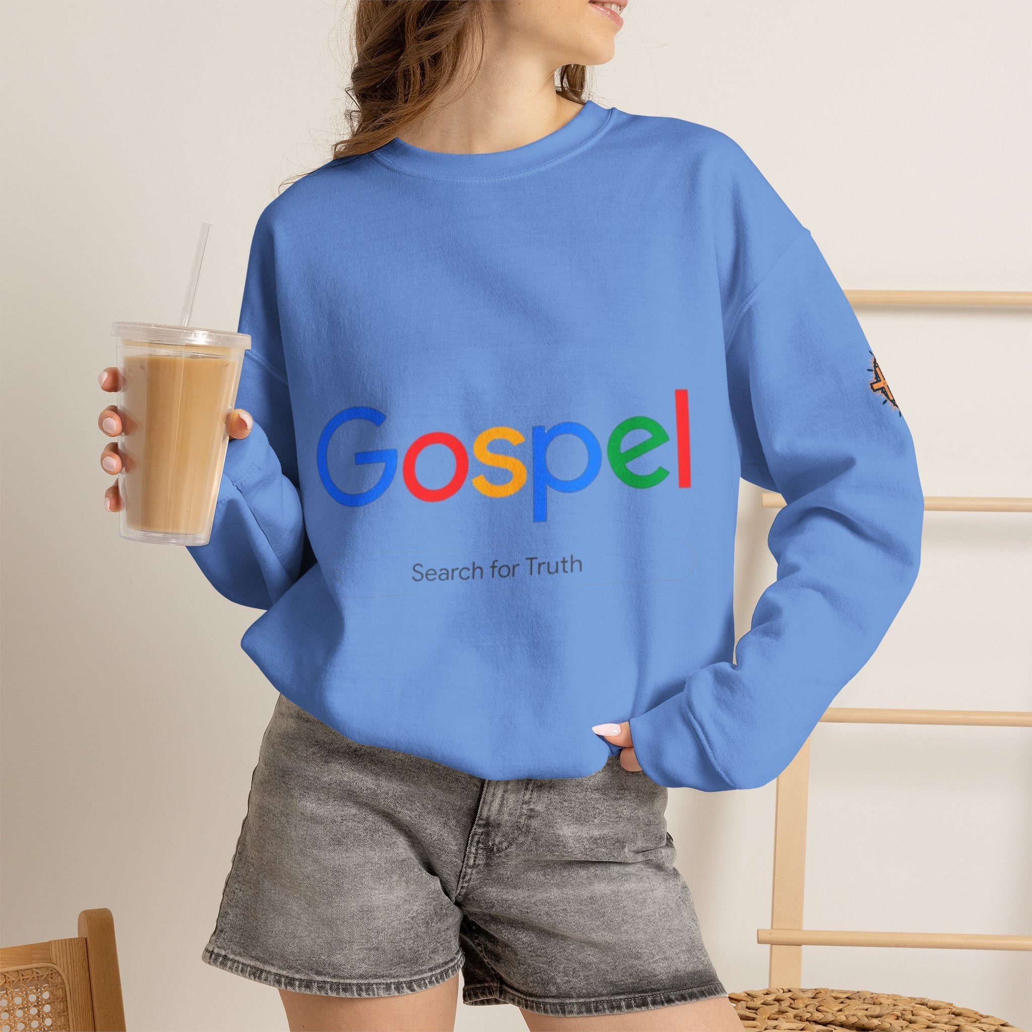 Gospel Graphic Sweatshirt — "Gospel" Colorful Logo Christian Sweatshirt Printify