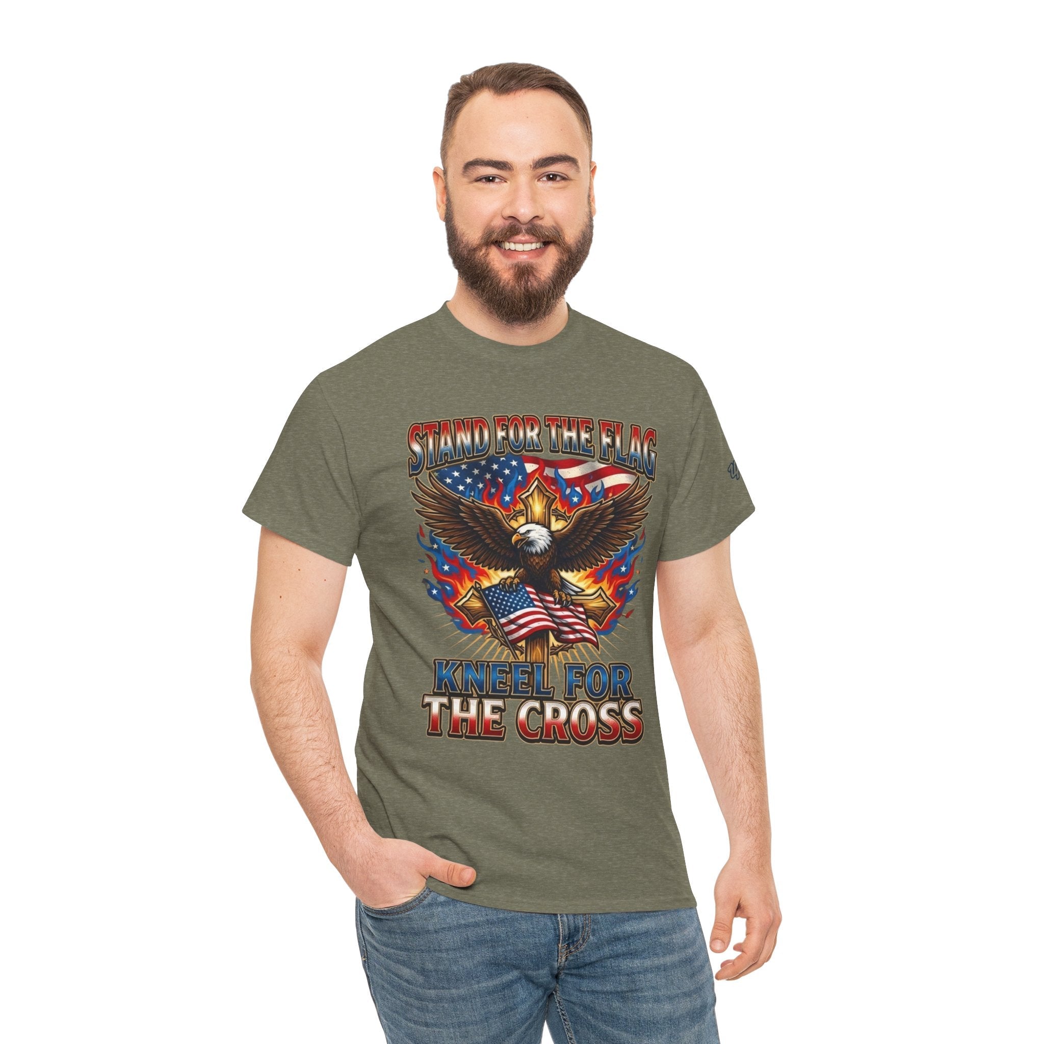 Stand for the Flag Kneel for the Cross T-shirt | Patriotic Eagle T-shirt Printify