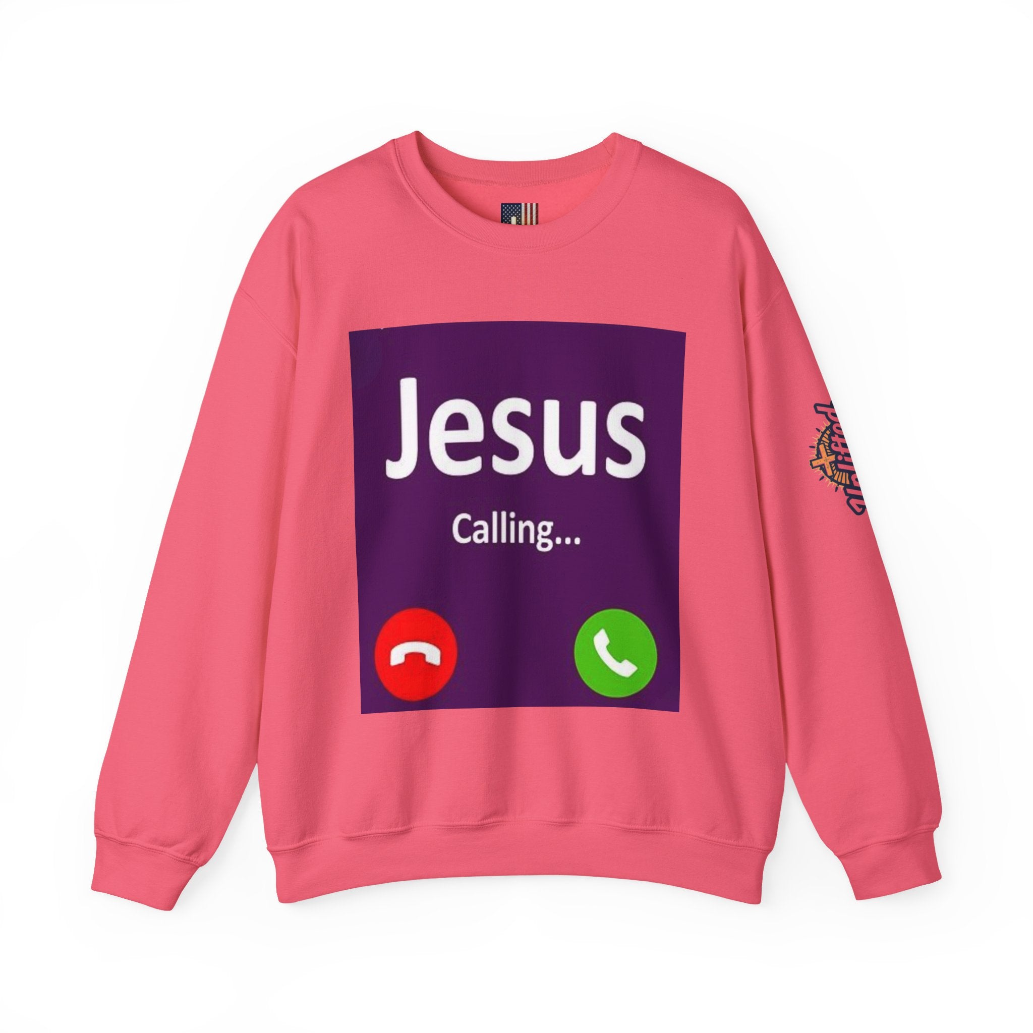 Jesus Calling Sweatshirt – Funny Cell Phone Screen Christian Sweatshirt for Divine Connection & Faith Humor Printify