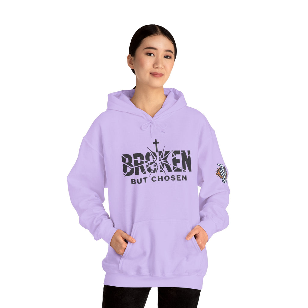 Broken But Chosen Hoodie — Christian Faith Graphic Sweatshirt Printify