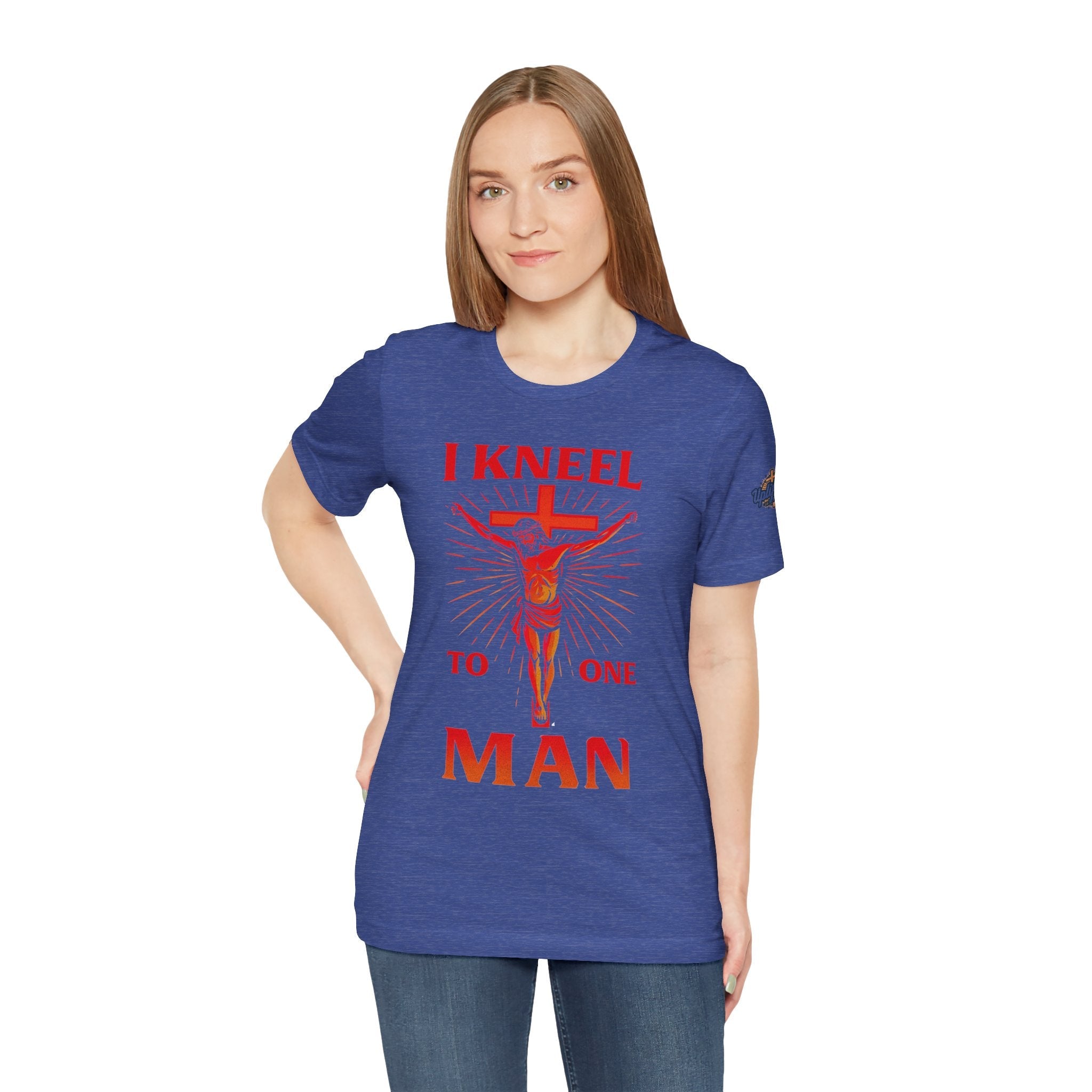 I Kneel to One Man T-shirt – Crucifixion Christian T-shirt for Unashamed Devotion & Bold Faith Printify