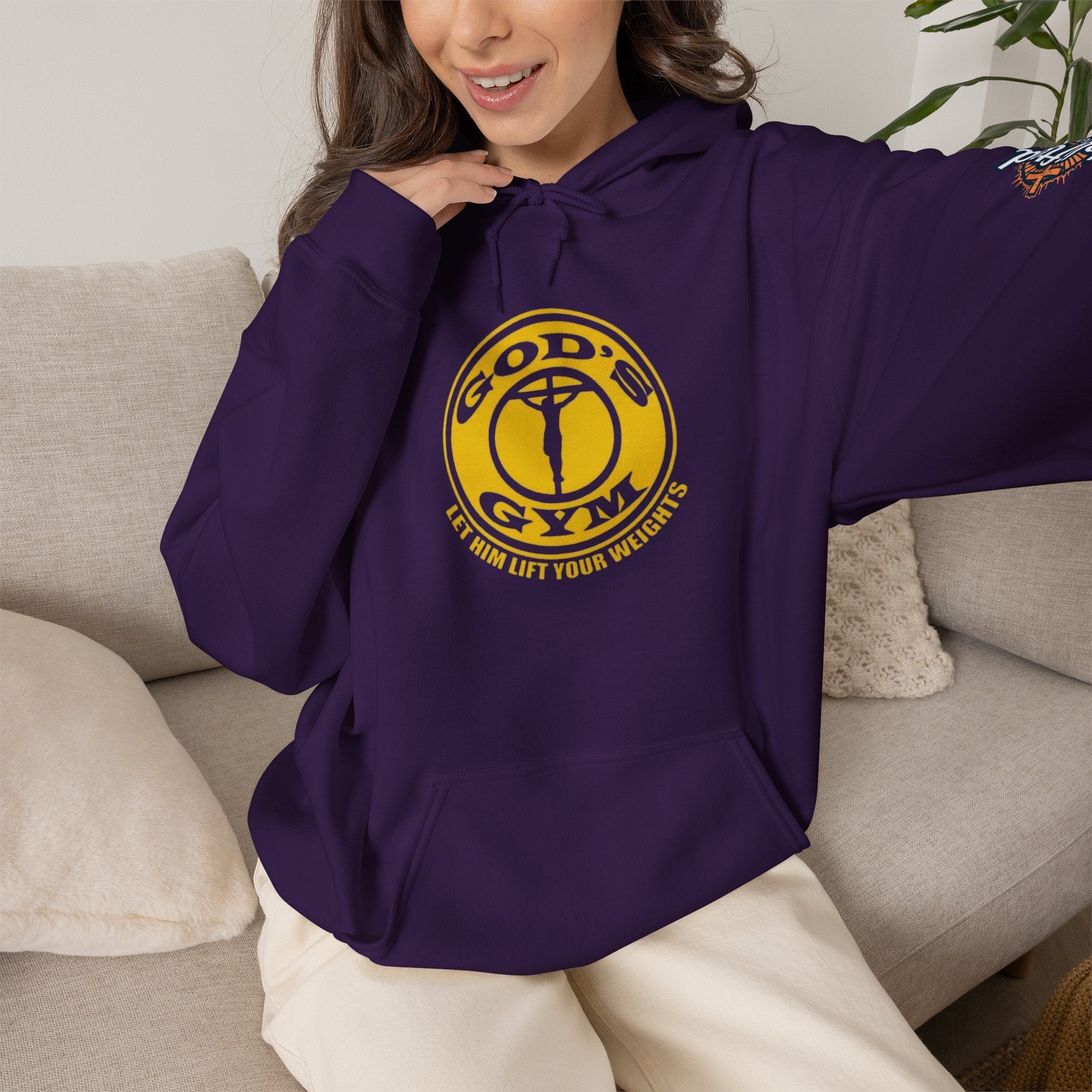 God's Gym Hoodie — "Let Him Lift Your Weights" Christian Fitness Hoodie Printify