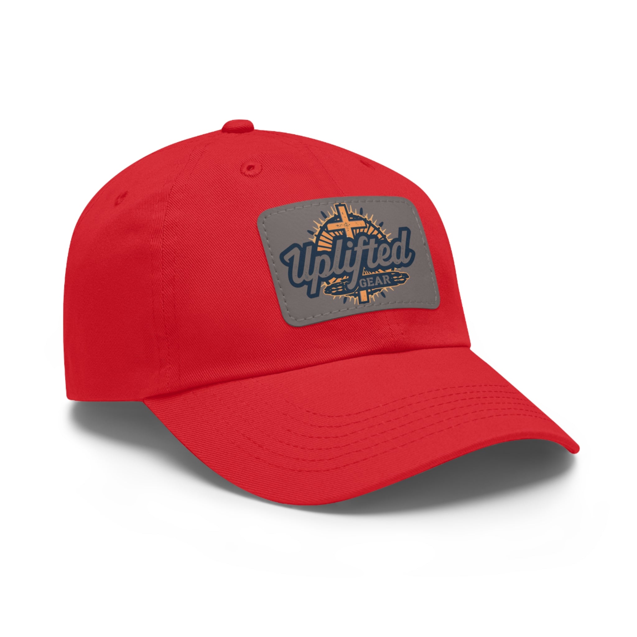 Uplifted Gear Leather Patch Dad Hat — Vintage Aviation Logo Cap Printify