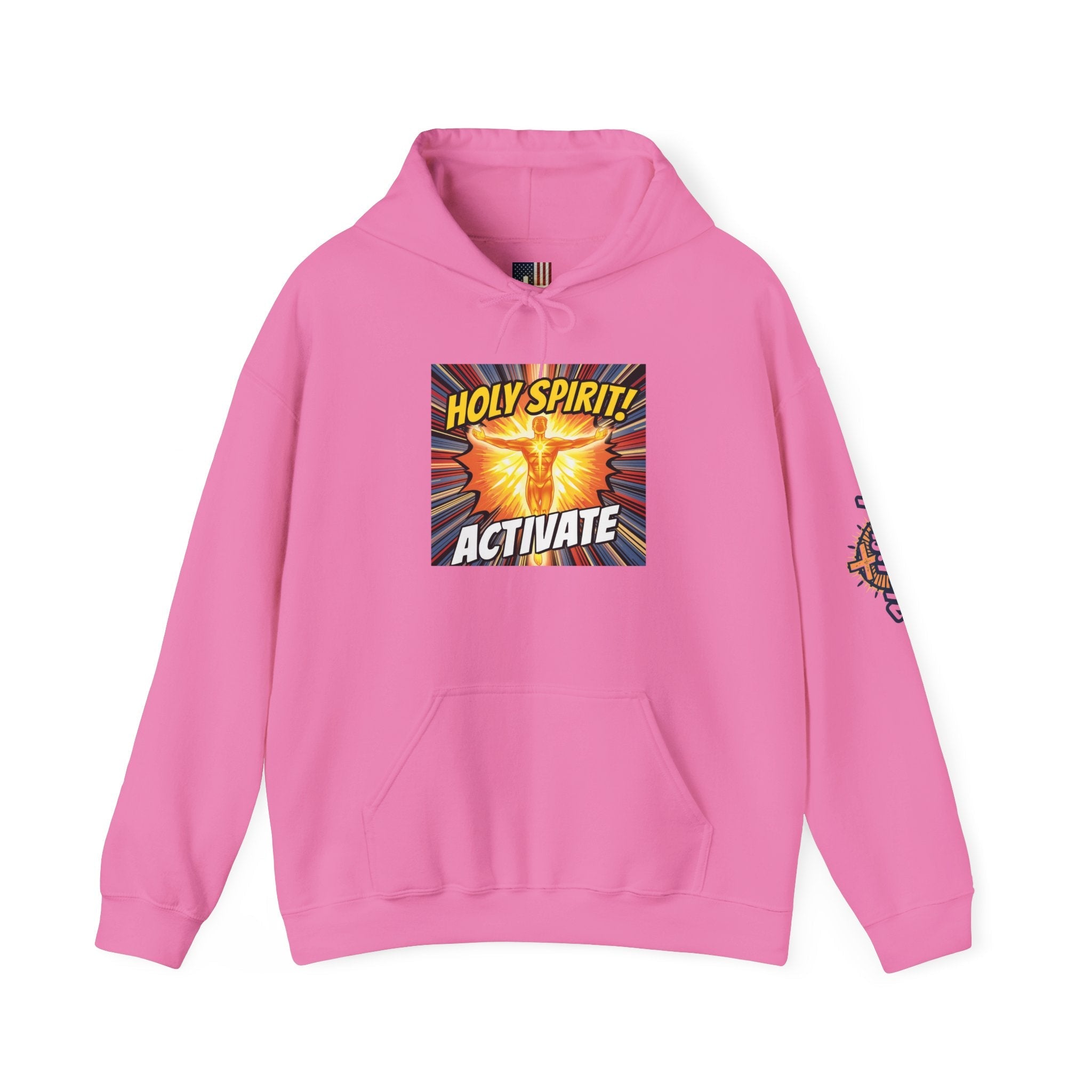 Holy Spirit Activate Hoodie – Superhero Christian Sweatshirt with Vibrant Power-Up Design for Faith-Fueled Boldness Printify